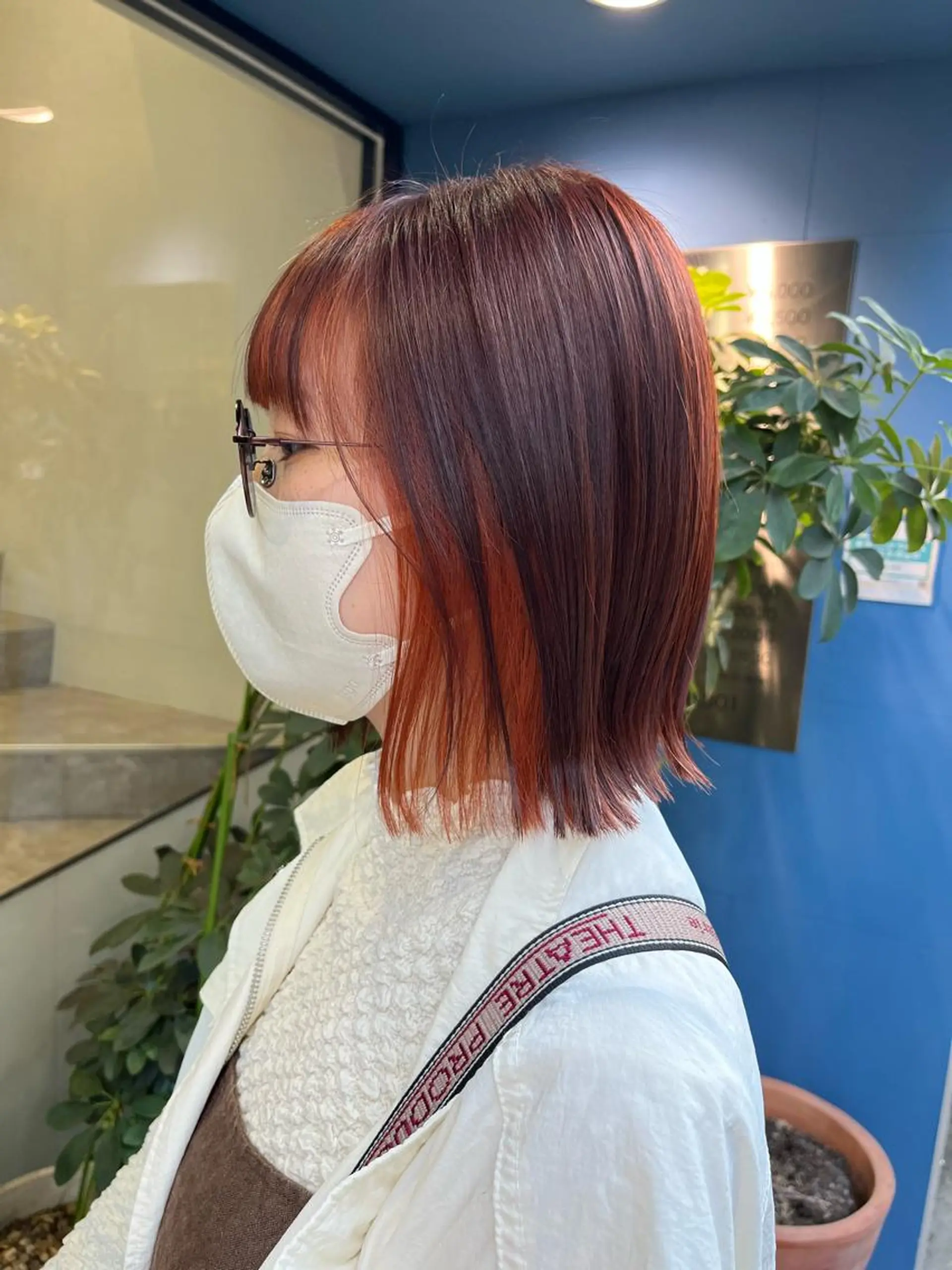 ミディアム カラー インナーカラー オレンジ ヘアカラー 山本 佳奈のヘアスタイル