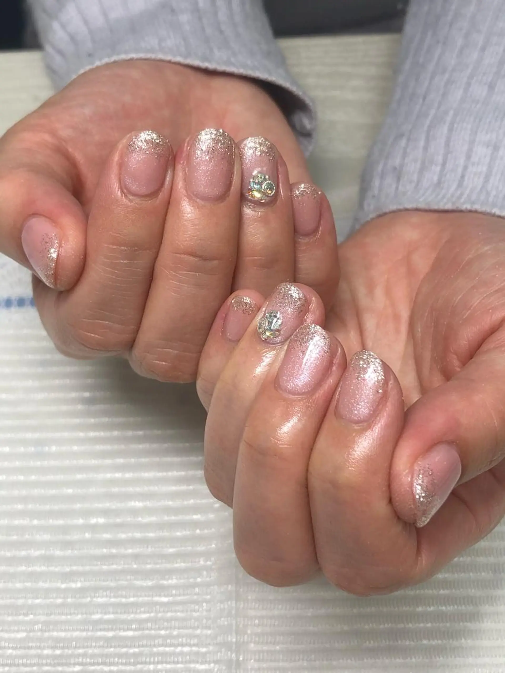 ネイル ラメ(グリッター) ピンク 春ネイル 吉野✨ ネイルデザイナー✨のネイルデザイン