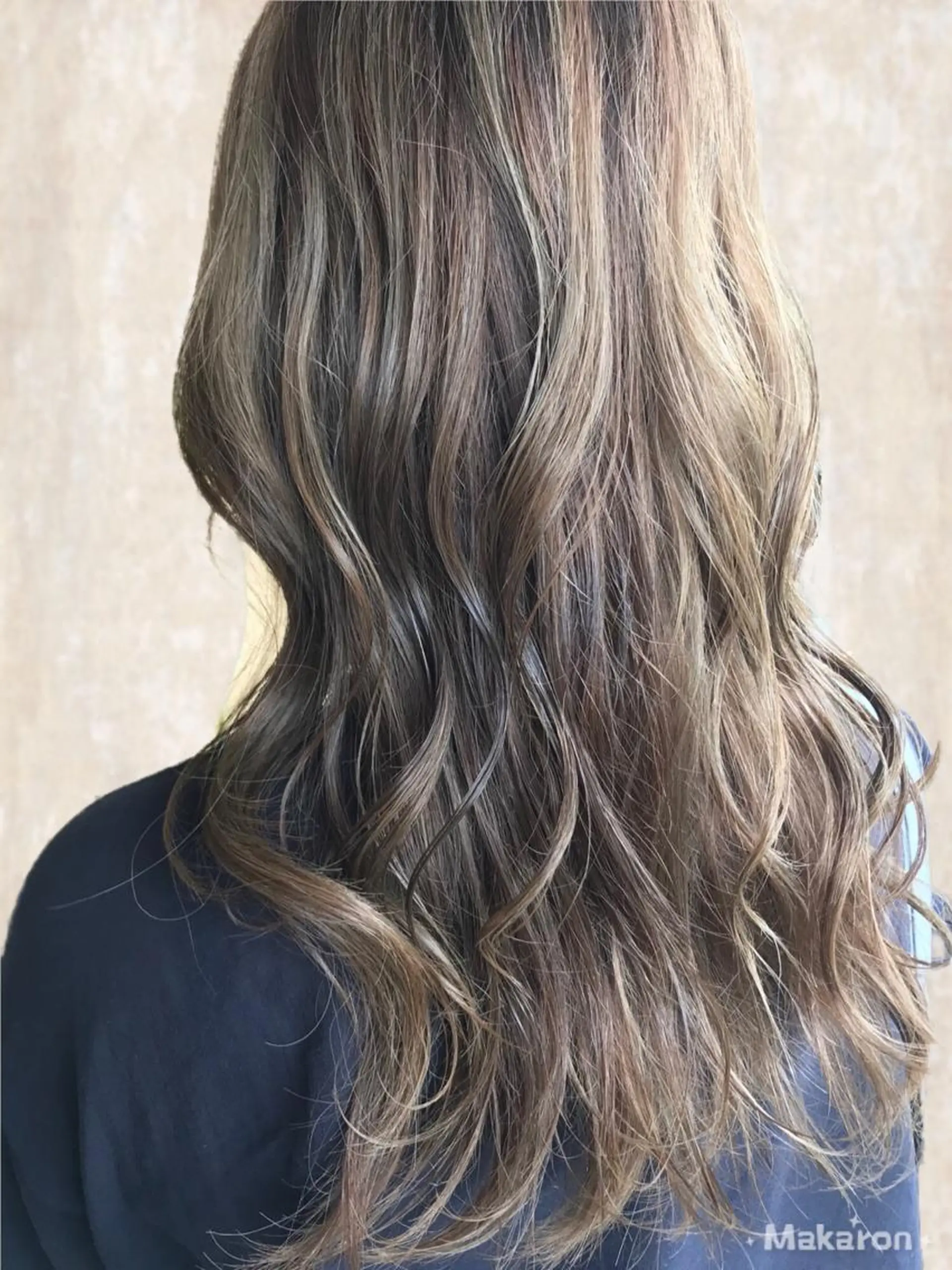 ロング カラー アッシュ デザインカラー ハイライトカラー オリーブアッシュ ハイライト hair works raptureのヘアスタイル