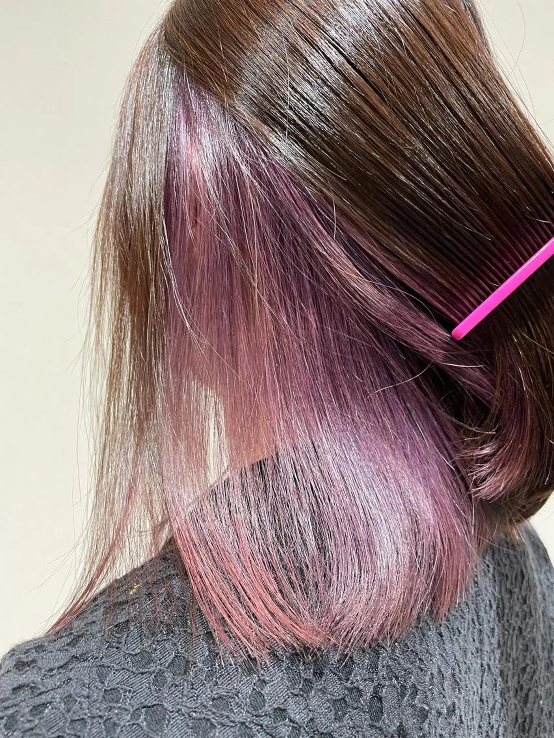 セミロング カラー ヘアアレンジ インナーカラー バイオレットカラー 🌈トップデザイナー 金沢駅近nanamiのヘアスタイル