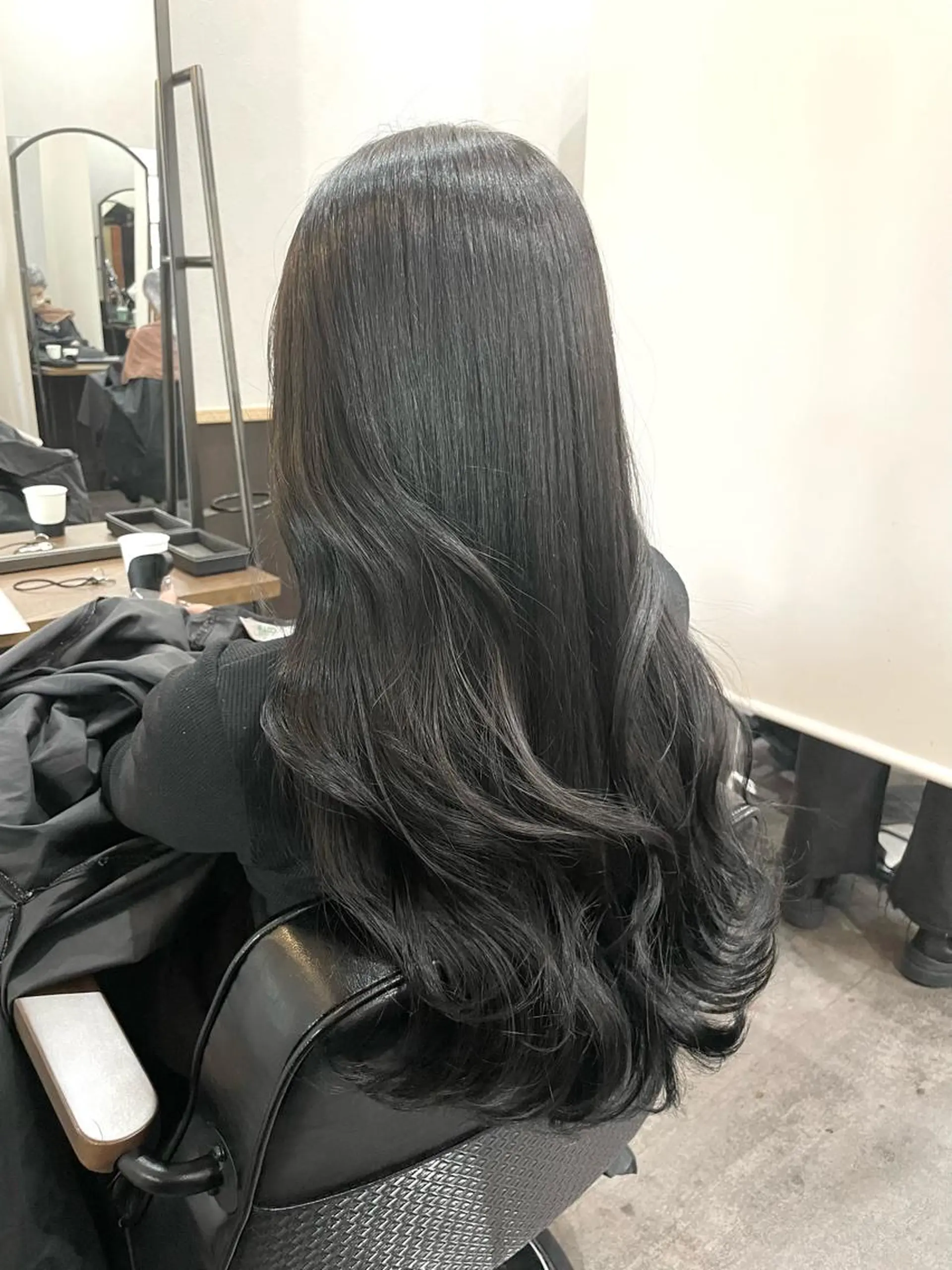 ロング カラー 黒髪 グレーブラック レイヤー/艶カラー 🫧守利のヘアスタイル