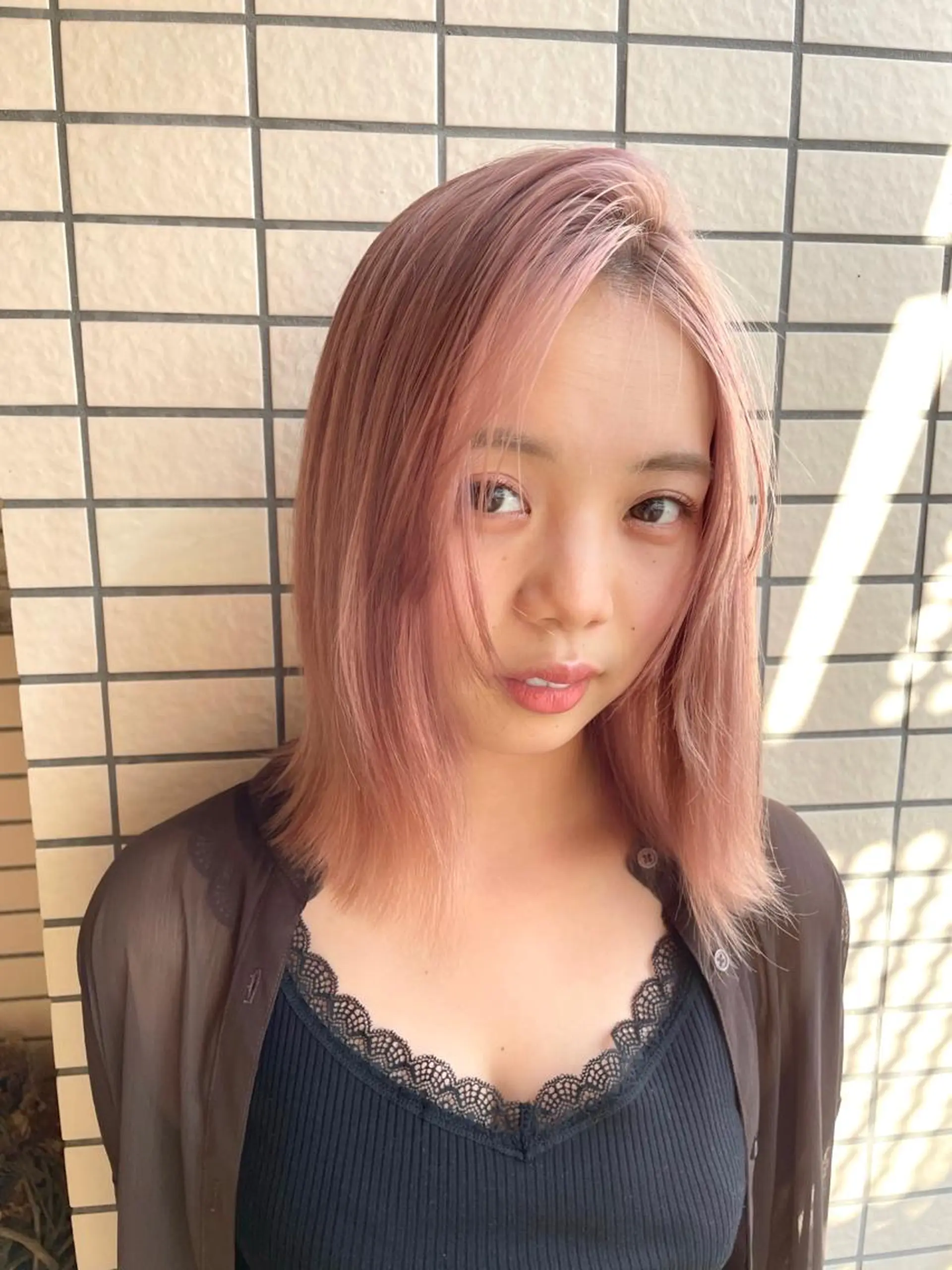 ミディアム カラー ピンクカラー 美髪カラー✨本間 貴広のヘアスタイル