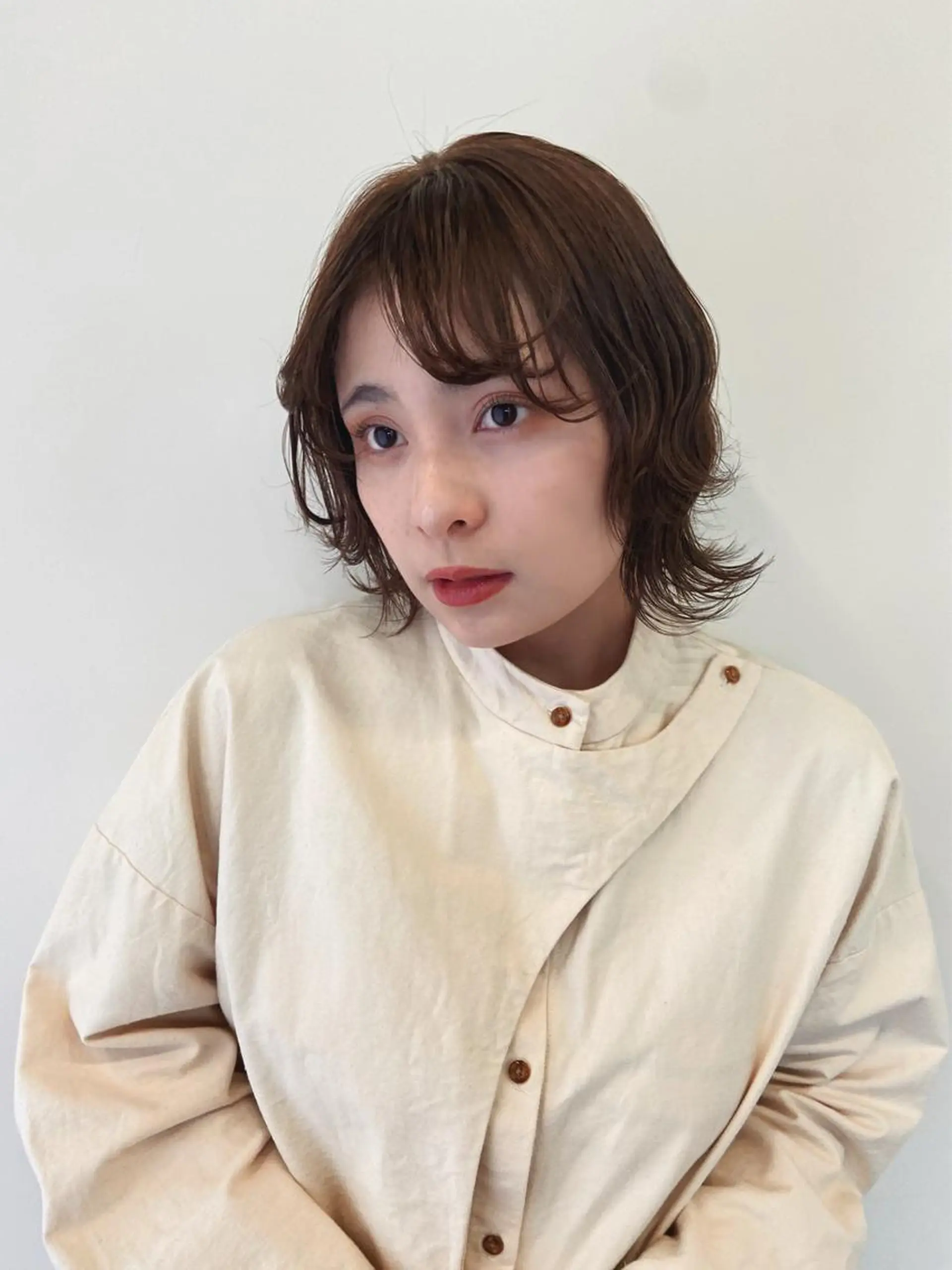 ミディアム ミディアムパーマ 顔周りカット レイヤーカット パーマ特化美容師 mikuのヘアスタイル