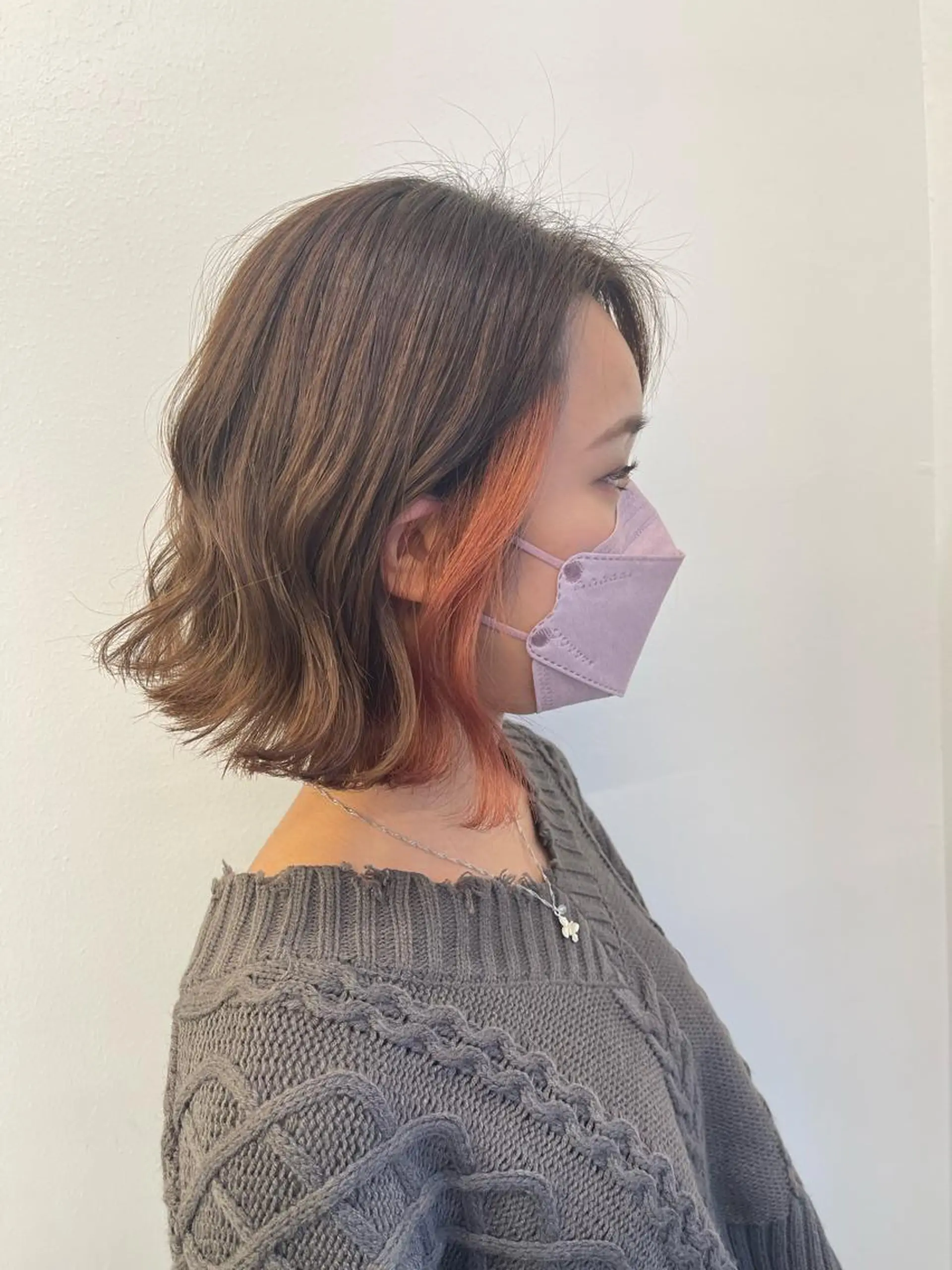 ミディアム カラー ヘアカラー トリートメント &chaLme   心斎橋所属・emi/髪質改善/ 韓国風/艶カラーのヘアスタイル