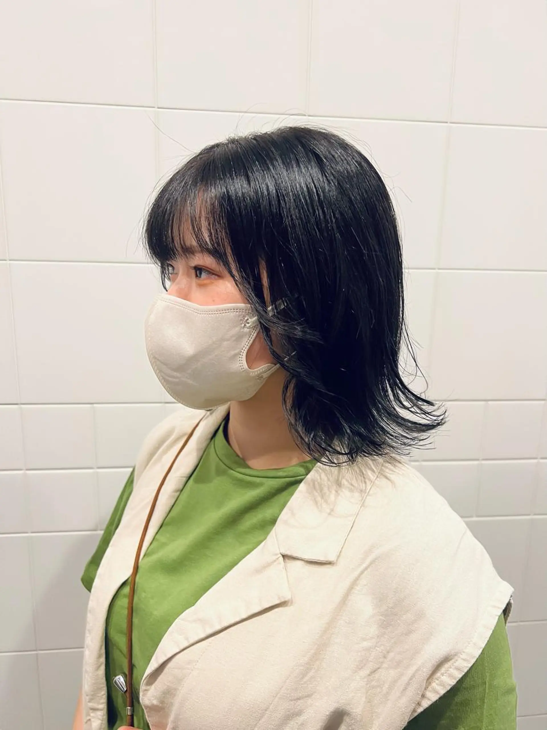 ショート カラー 黒髪 ブルーカラー ブルーブラック honen RUKAのヘアスタイル