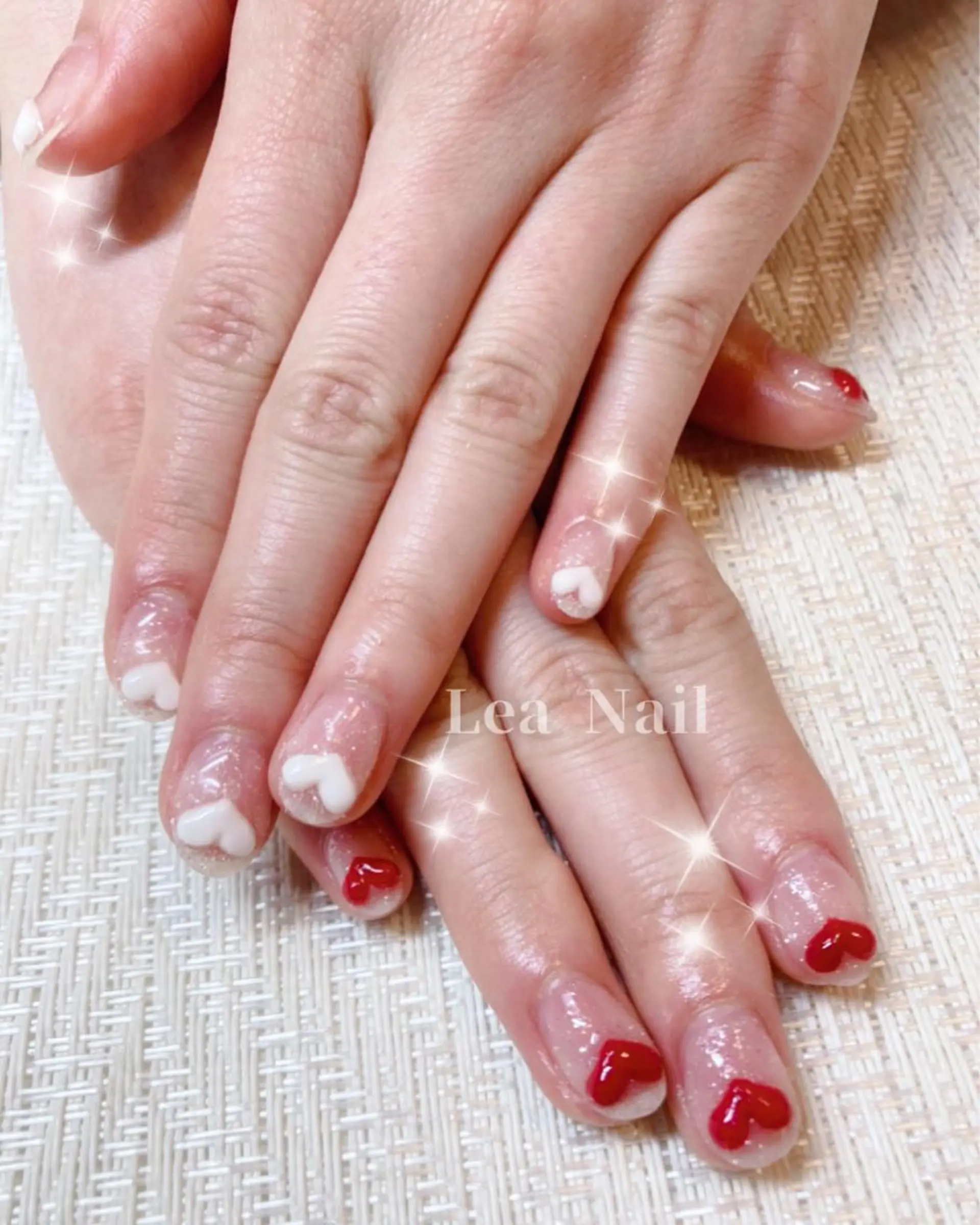 ネイル アートネイル ハート ぷっくりネイル バレンタイン Lea Nailのネイルデザイン
