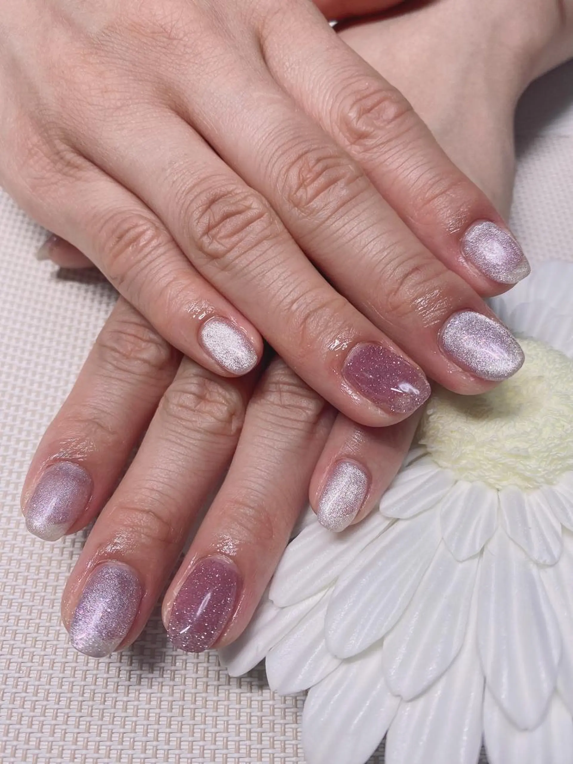 ネイル フラッシュネイル ガーリー マグネットネイル ワンカラーネイル ピンク Jasmine nailsalon所属・ジャスミン ネイルサロンのネイルデザイン