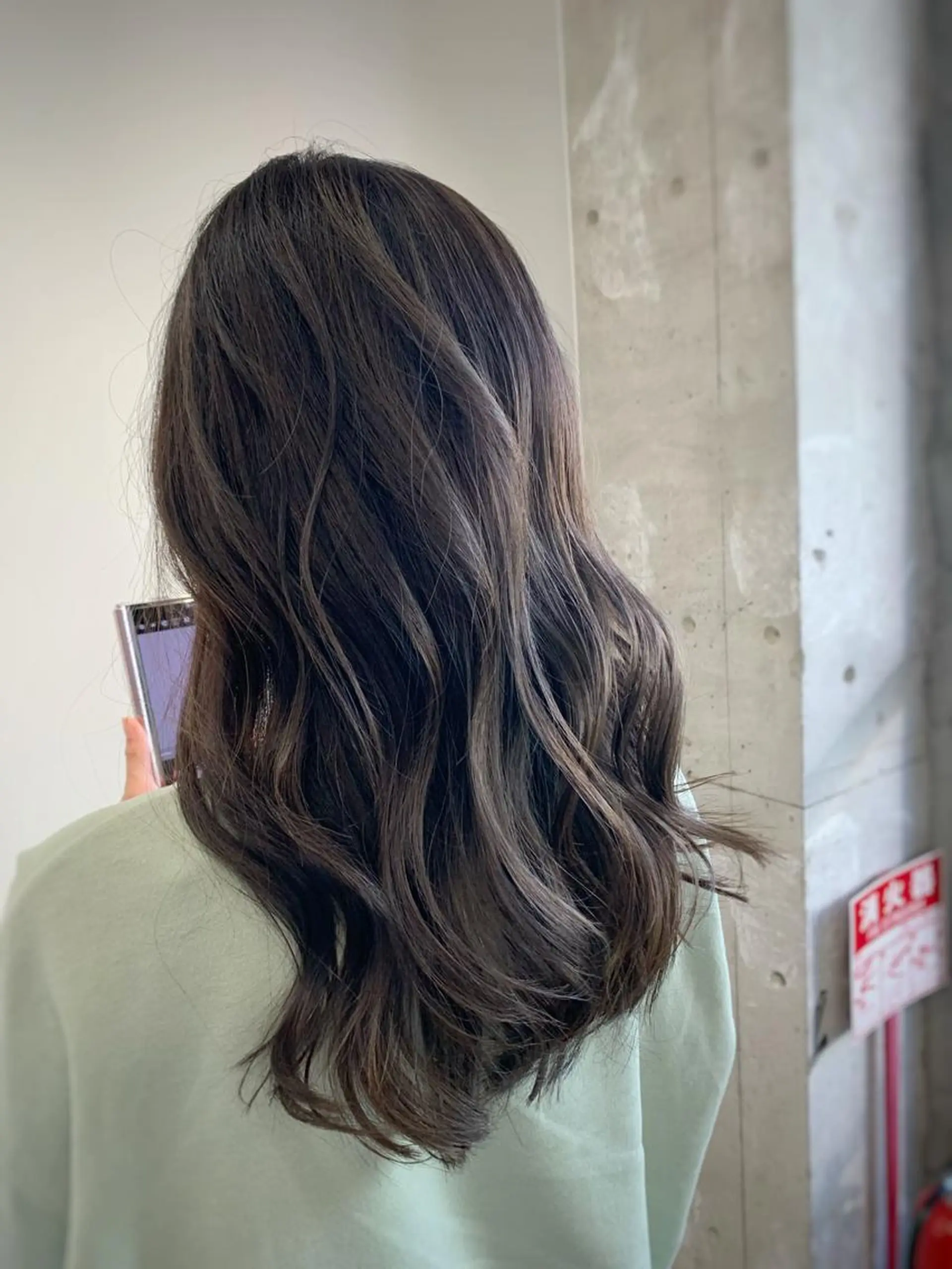 ロング カラー アッシュ ベージュカラー ハイライトカラー ハイライト yuri🌼 NUMBER 天王寺のヘアスタイル