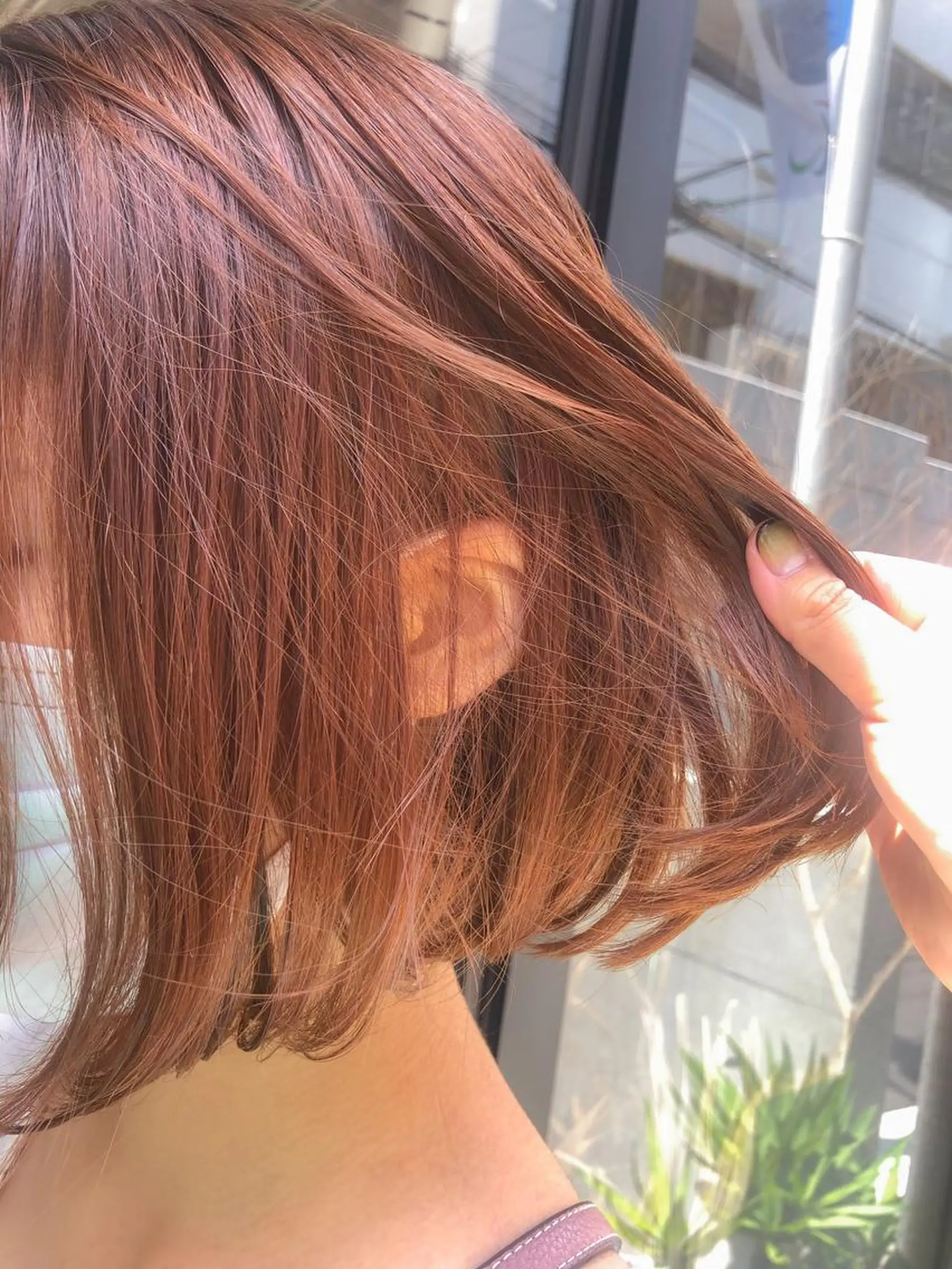 ショート カラー ヘアアレンジ イルミナカラー オレンジ rii-🩰 トレンド韓国ヘアのヘアスタイル