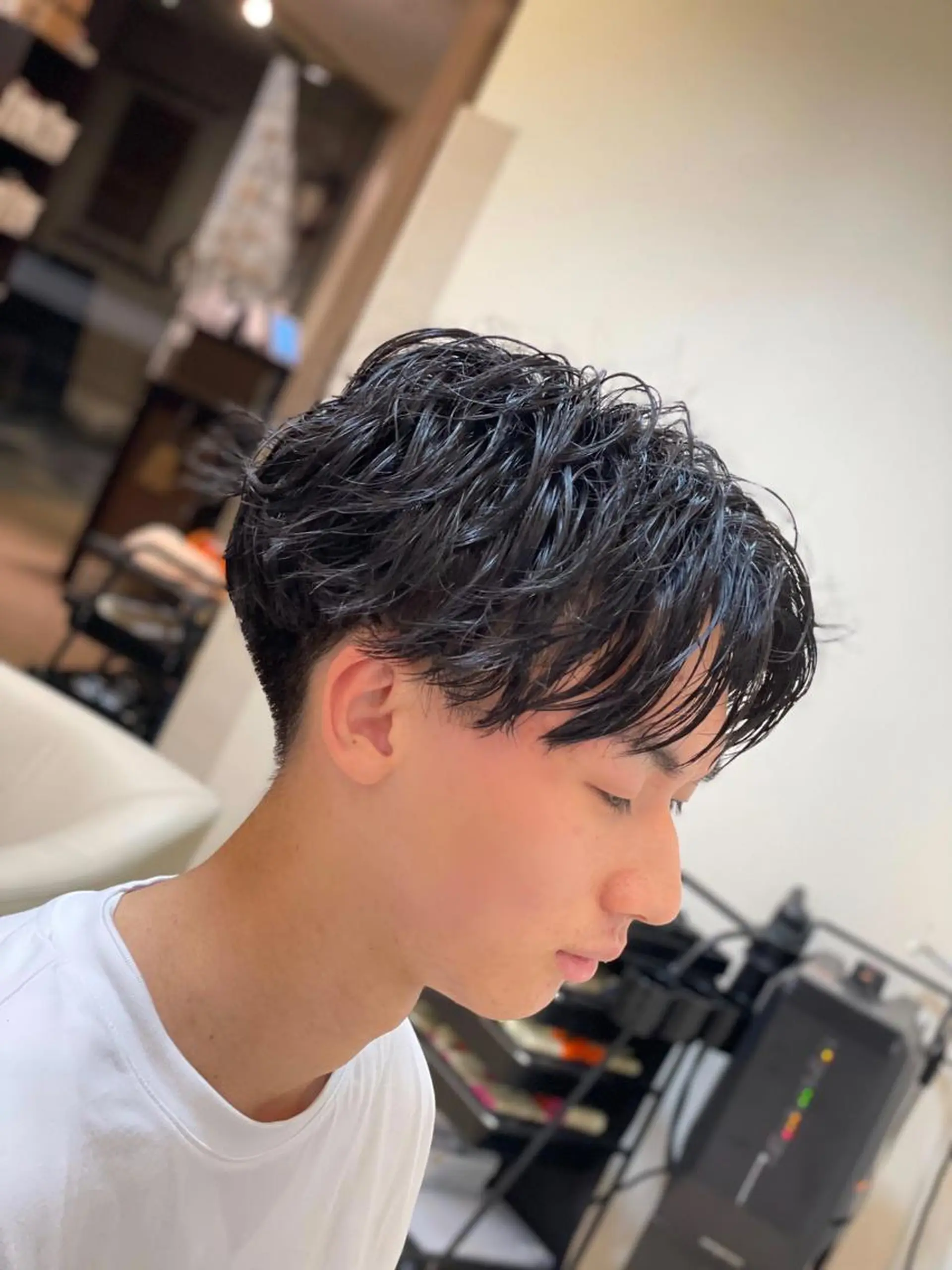 ミディアム パーマ メンズ メンズパーマ 赤司 泰樹のヘアスタイル