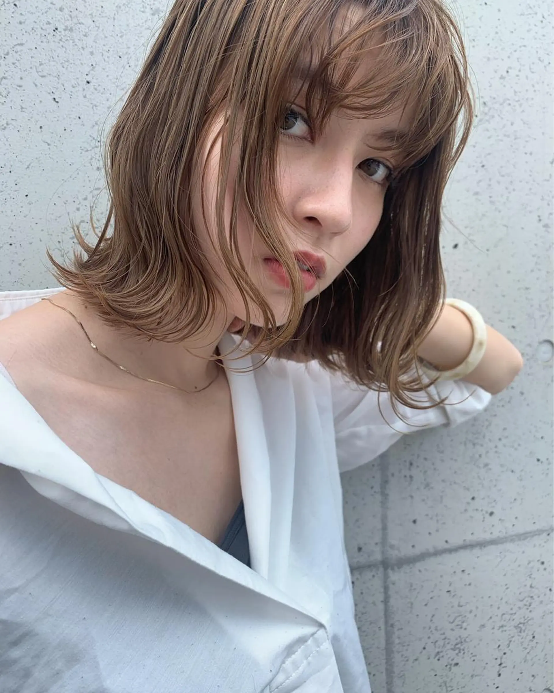 ミディアム カット ヘアカラー パーマ トリートメント レイヤーカット/艶カ ラー/chihiroのヘアスタイル