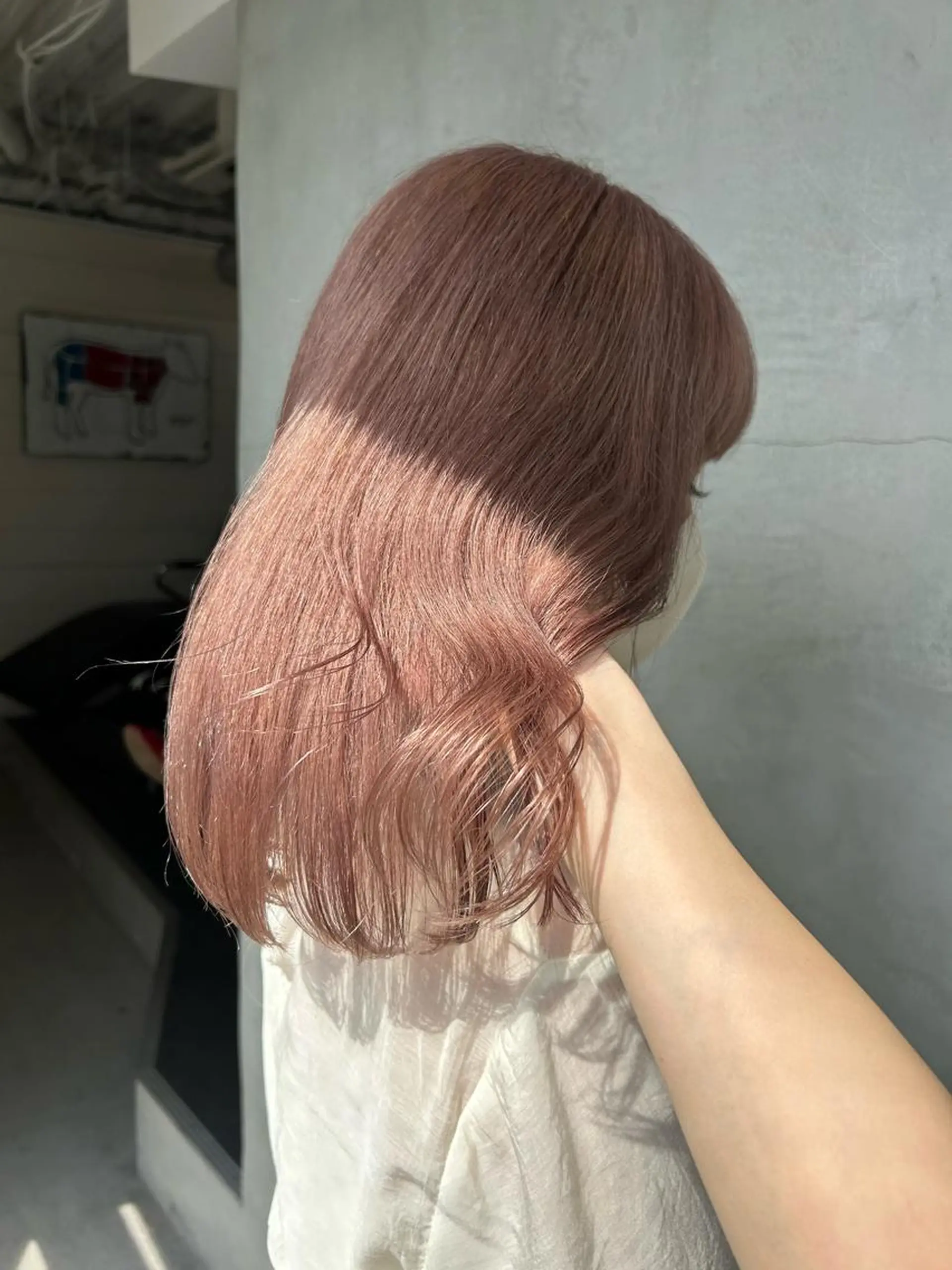 ミディアム カラー ベージュカラー ピンクカラー ピンクベージュ カット ヘアカラー トリートメント 🧸艶々韓国ヘア 🧁mizunaのヘアスタイル