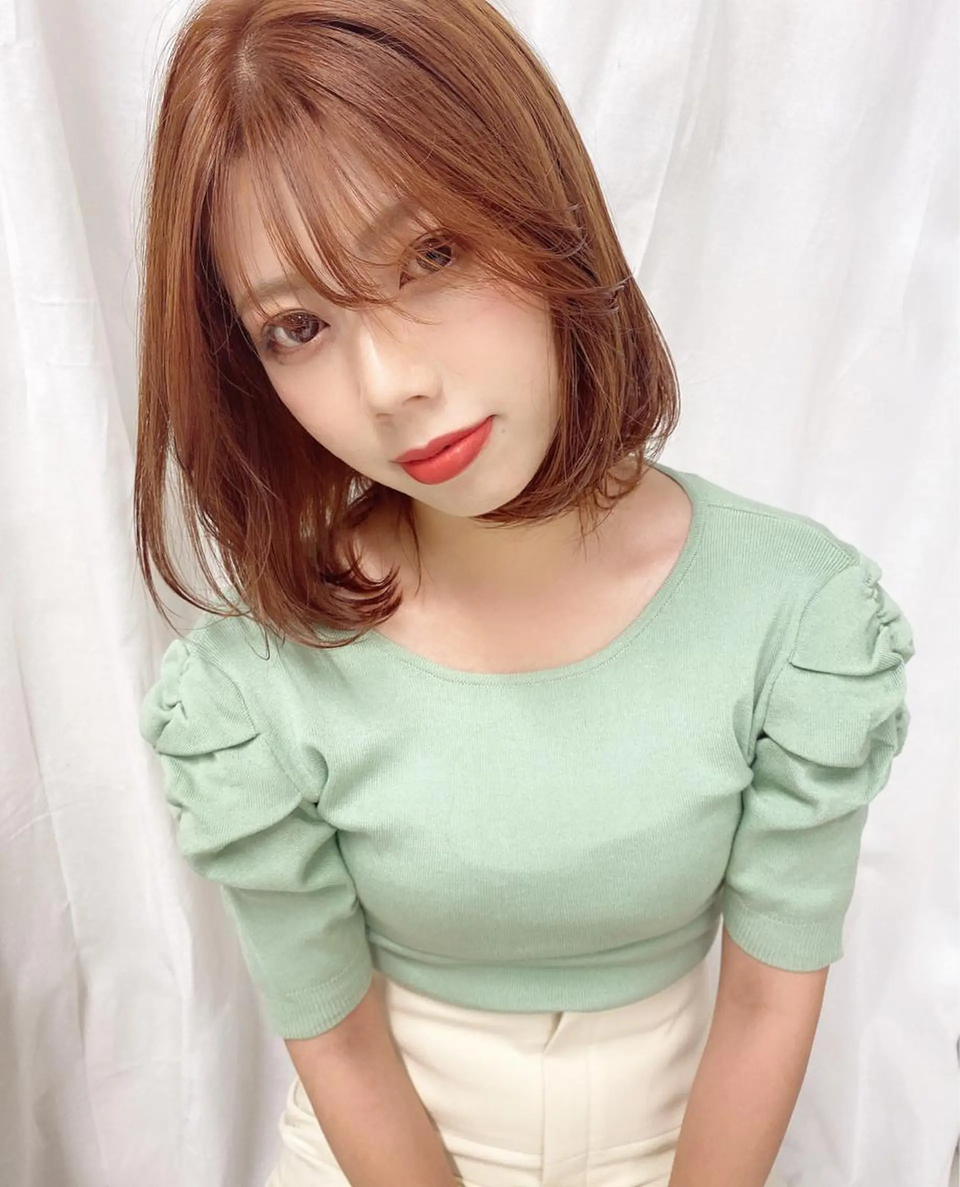 ミディアム カラー オレンジ Amelie所属・Amelie yunのヘアスタイル