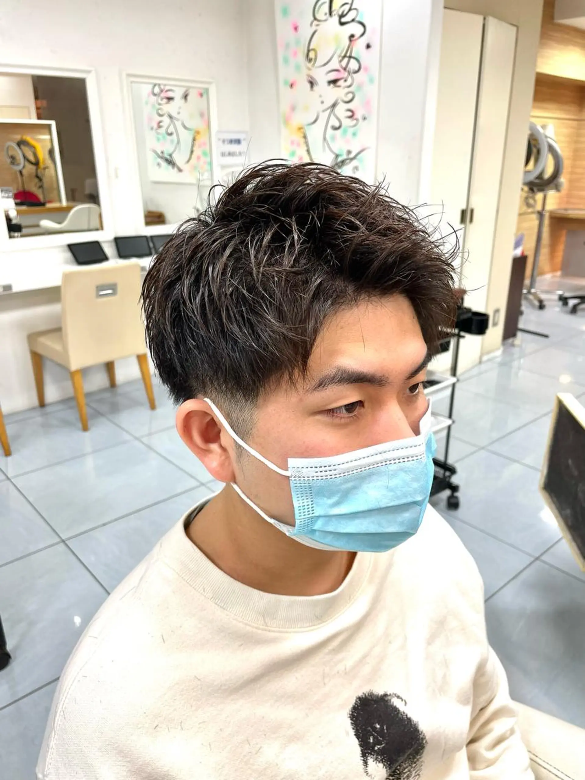 ショート ヘアアレンジ メンズ アップバング フェードカット マッシュ メンズパーマ スキンフェード カット 🔮メンズ縮毛矯正 毛流れパーマ💎竹永のヘアスタイル