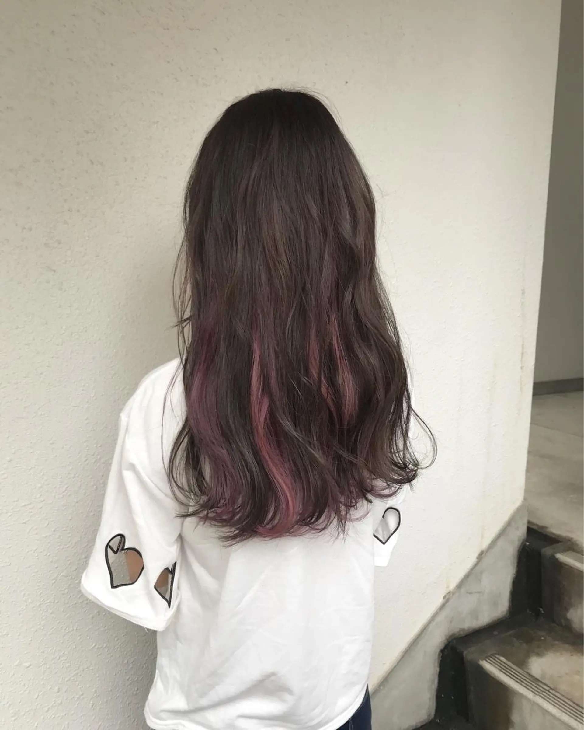 ロング カラー ブリーチ ダブルカラー ピンクカラー ピンクパープル パープルカラー インナーカラー/天神 ブリーチ/吉田のヘアスタイル