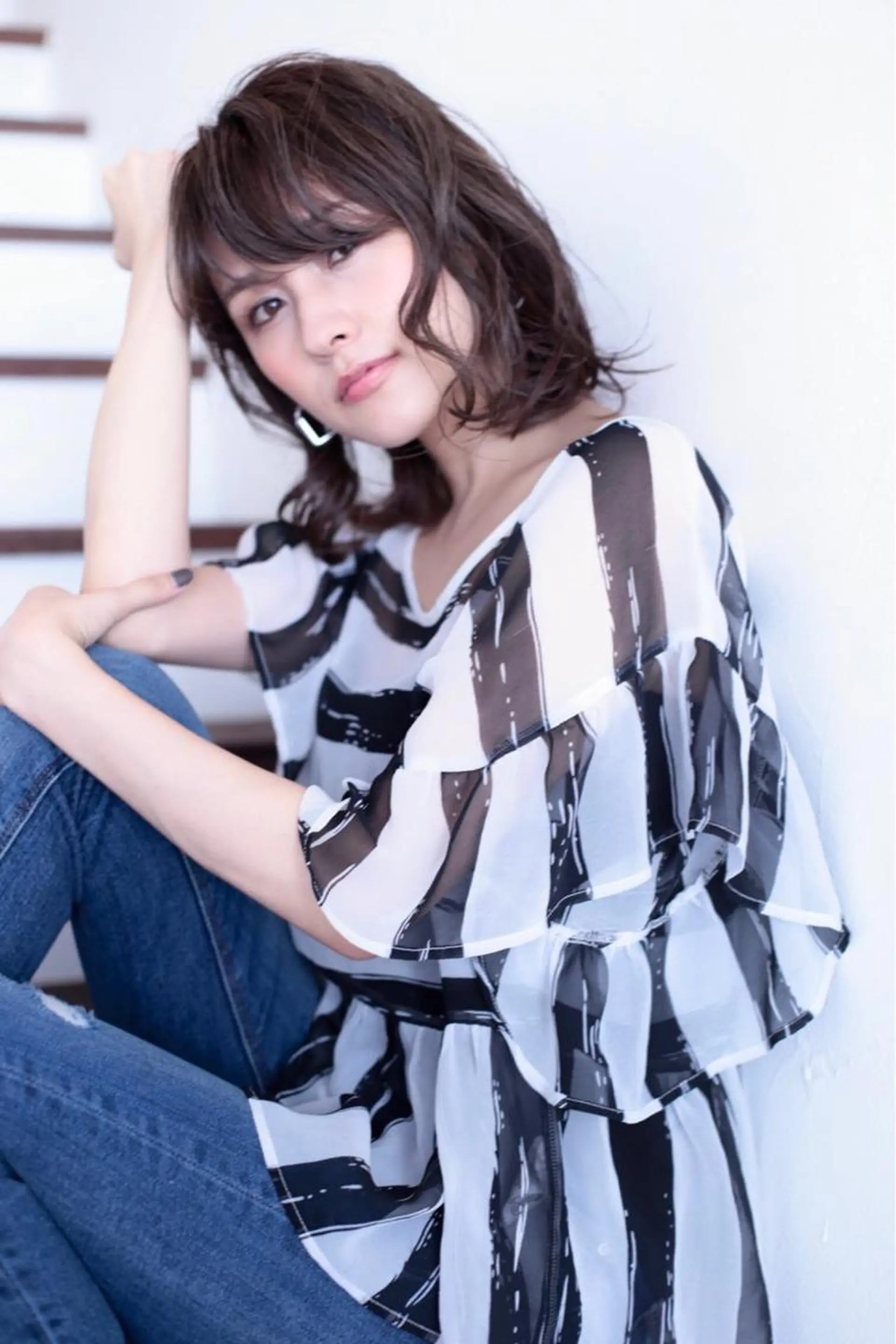 ミディアム パーマ ミディアムパーマ 似合わせカット 田島智美のヘアスタイル