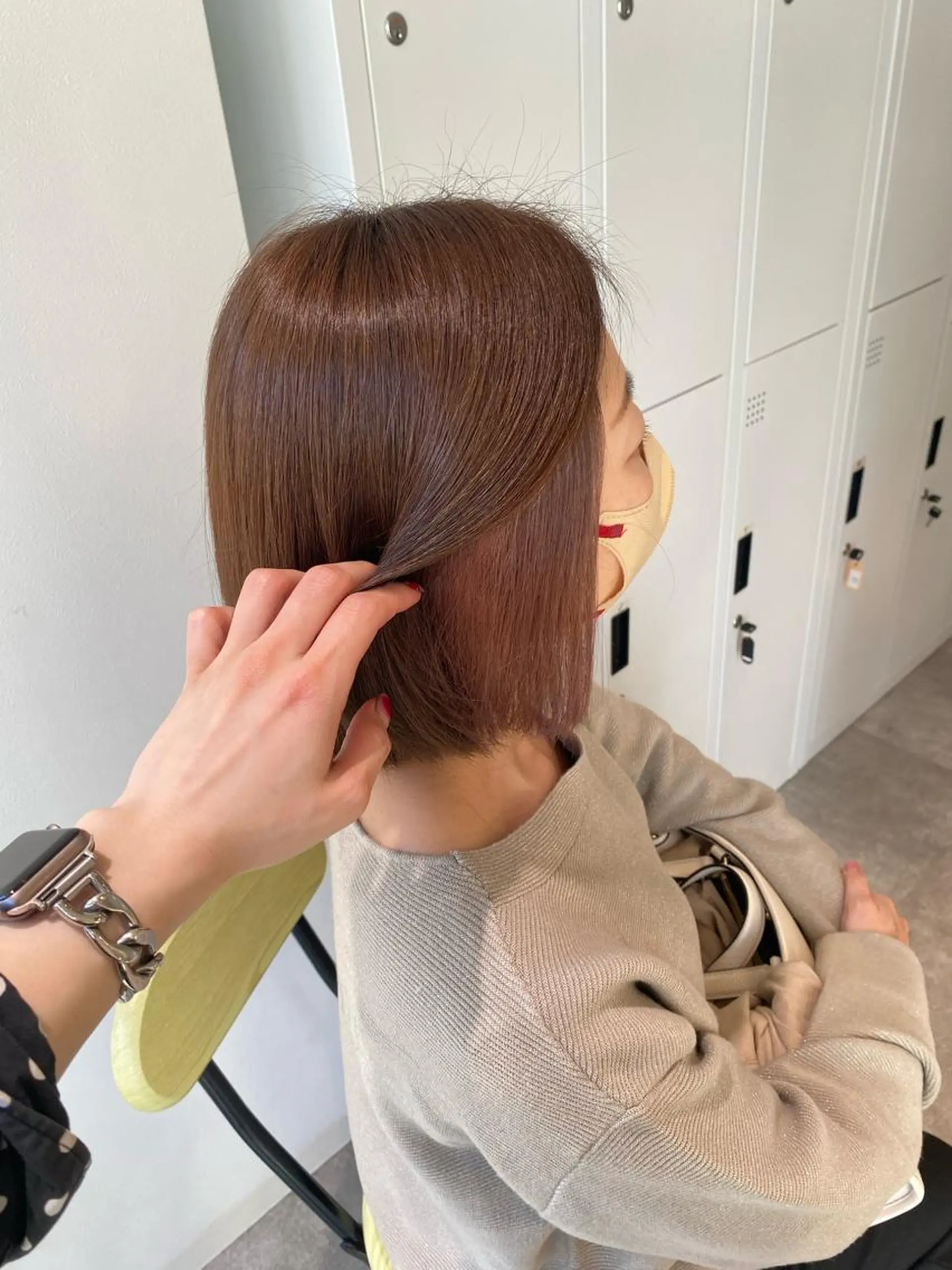 ショート カラー ベージュカラー ブラウンカラー ピンクカラー ピンクベージュ カット ヘアカラー オスズ 🎀´-のヘアスタイル