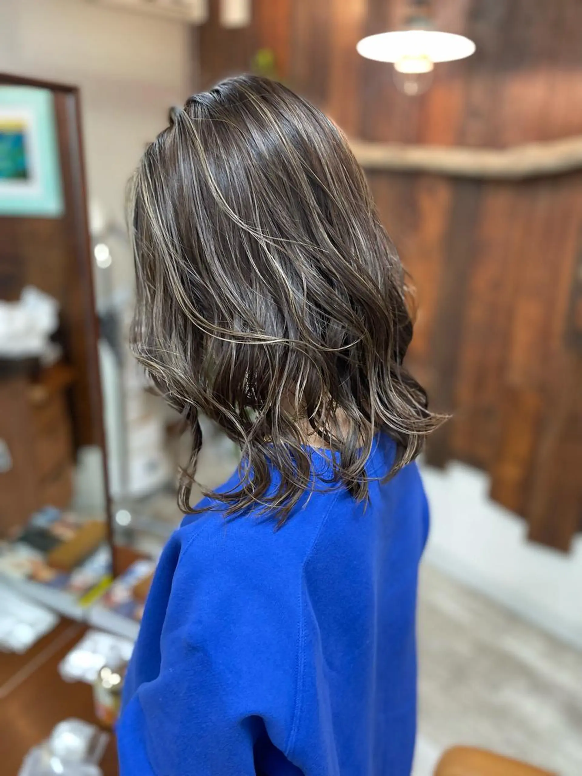 セミロング カラー 【髪質改善】タケウチ 【手で乾かすだけ】のヘアスタイル