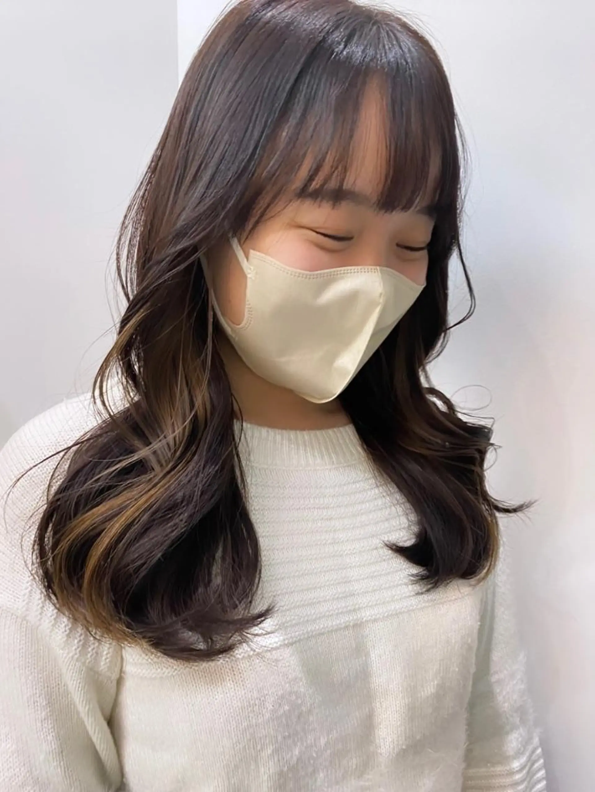 ロング カラー カット ヘアカラー 韓国風レイヤーカット 🍒サンジキ アカリのヘアスタイル