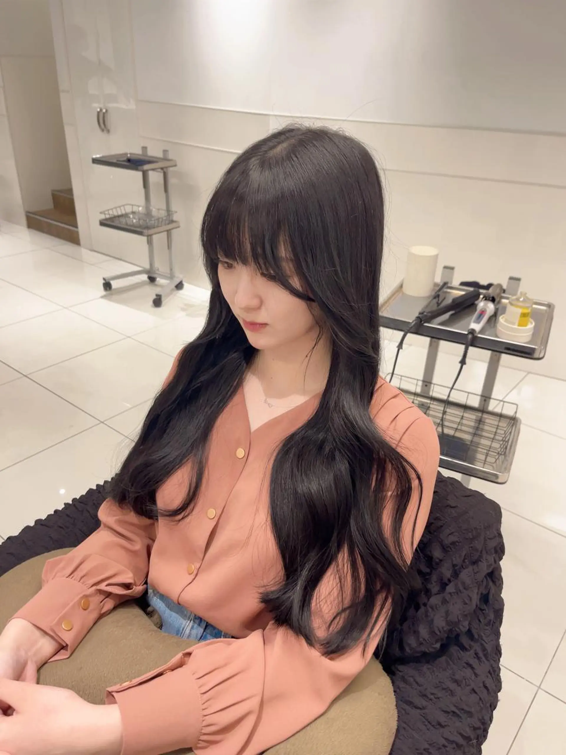 ロング カラー 黒髪 りおな/エクステ /ミルクティーカラーのヘアスタイル