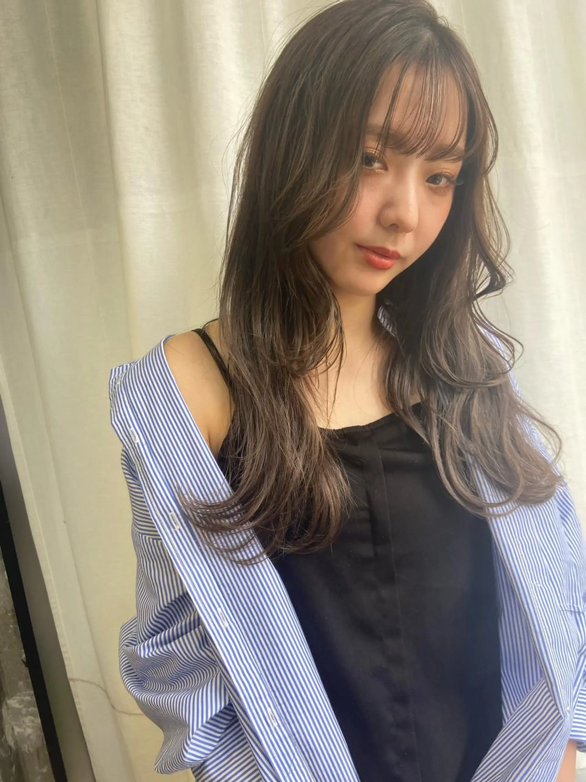 ロング カラー ブリーチ グレージュ ハイライトカラー ハイトーンカラー オレンジ ヘアカラー トリートメント 松尾太樹 【pia】福岡美容室のヘアスタイル