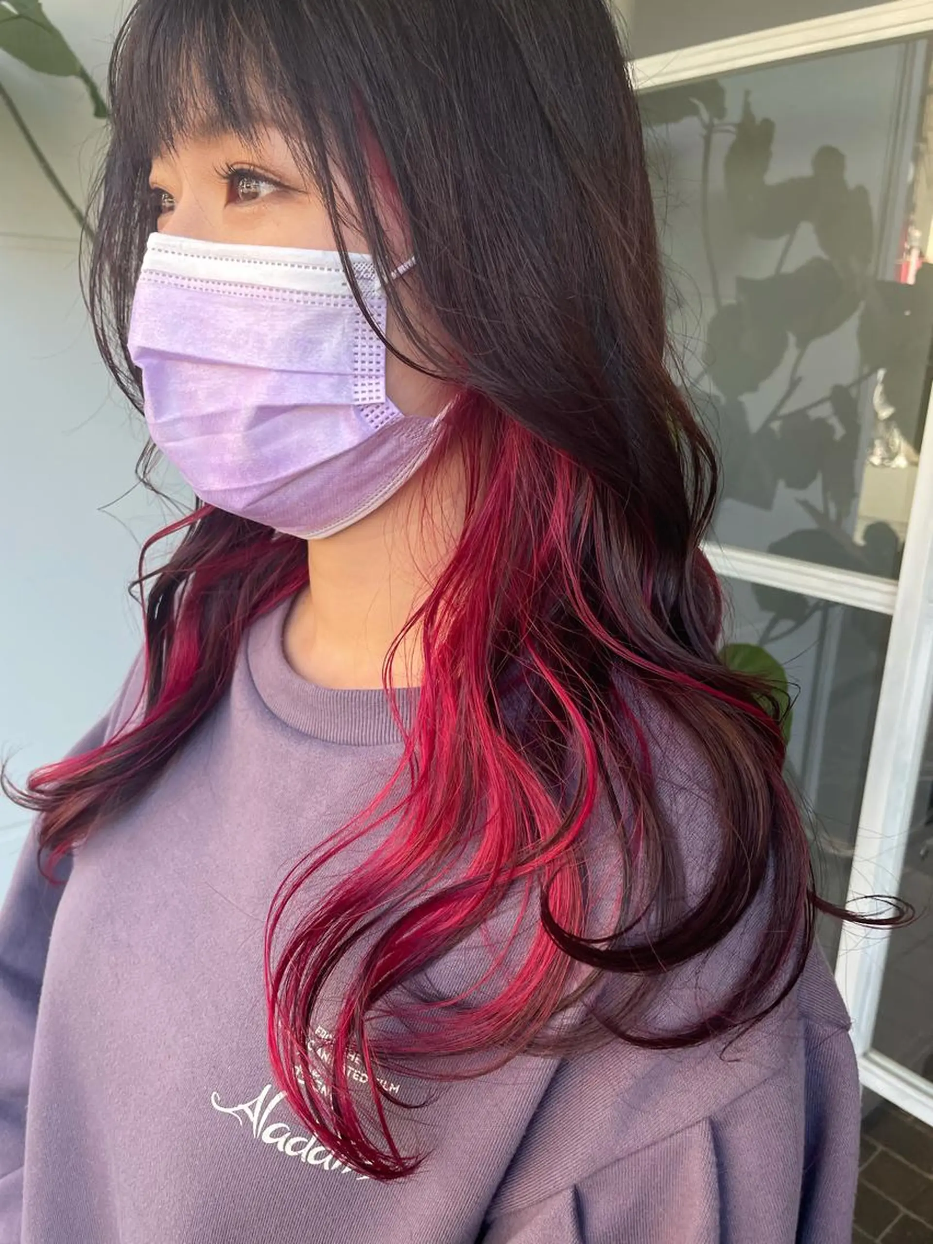 ロング カラー ヘアアレンジ ブラウンカラー ピンクカラー ピンクブラウン レッドカラー ヘアカラー たかいわ みきのヘアスタイル