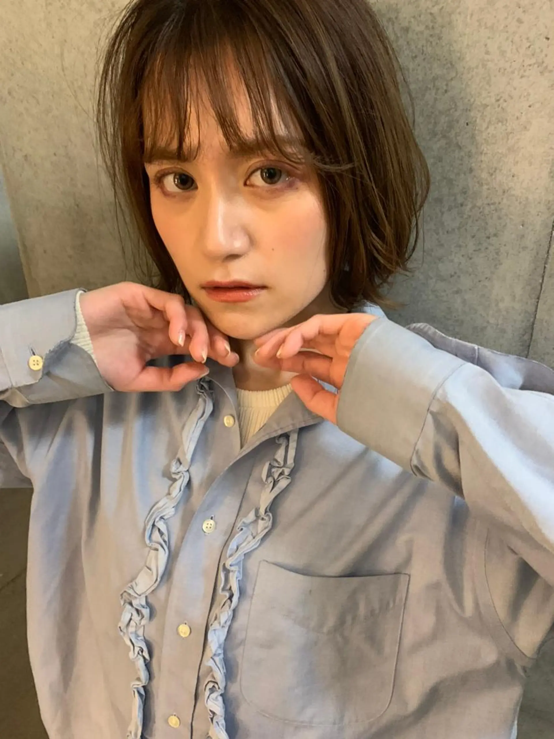 ミディアム パーマ カラー ミディアムパーマ ダブルカラー グラデーションカラー ハイライトカラー イルミナカラー CEINE PATHのヘアスタイル