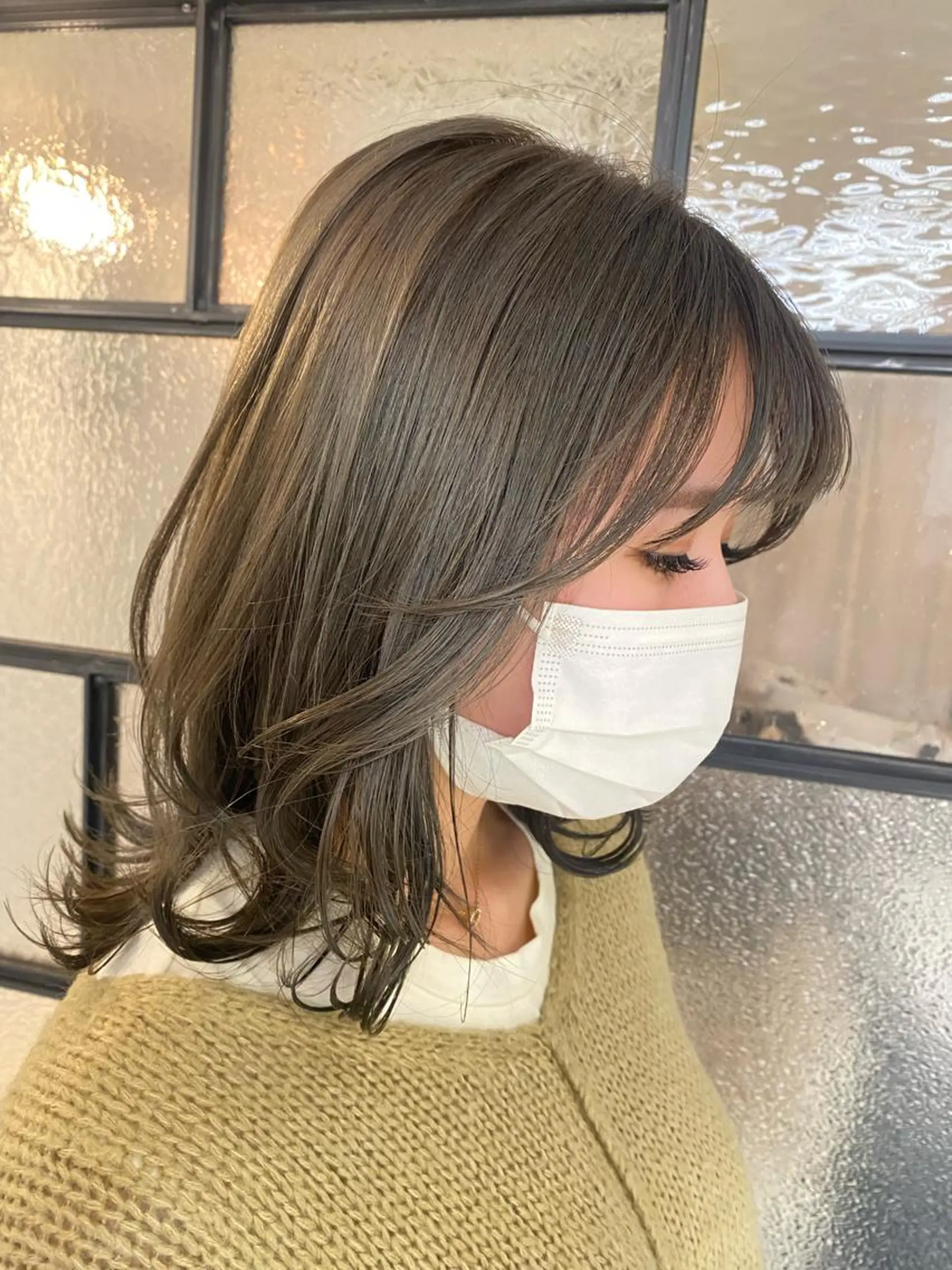 ミディアム カラー カット ヘアカラー トリートメント 安永 涼のヘアスタイル