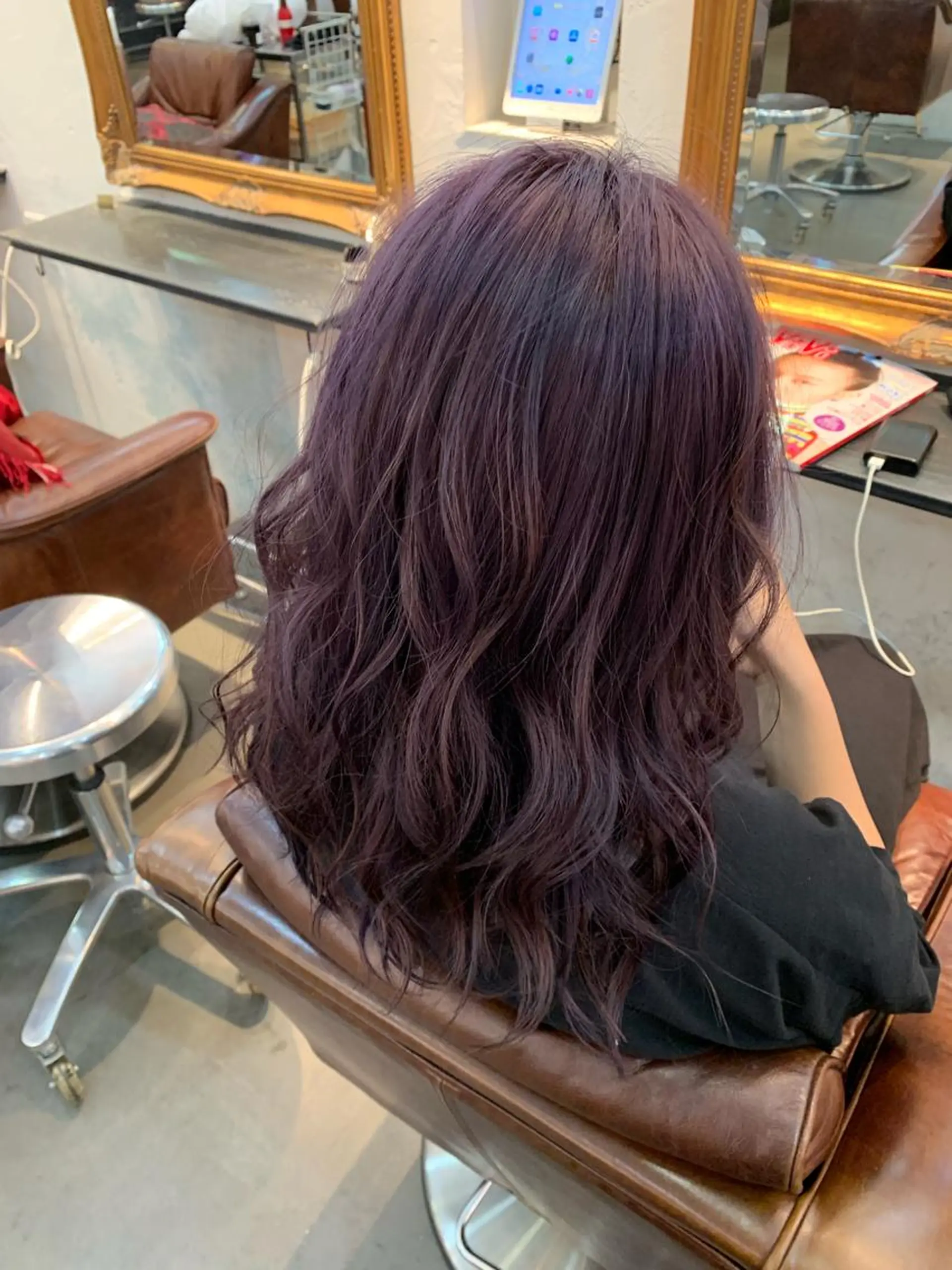 ロング カラー ブリーチ パープルカラー ヘアカラー トリートメント 🍑艶髪✖️暖色系 ✨momoka🍑のヘアスタイル