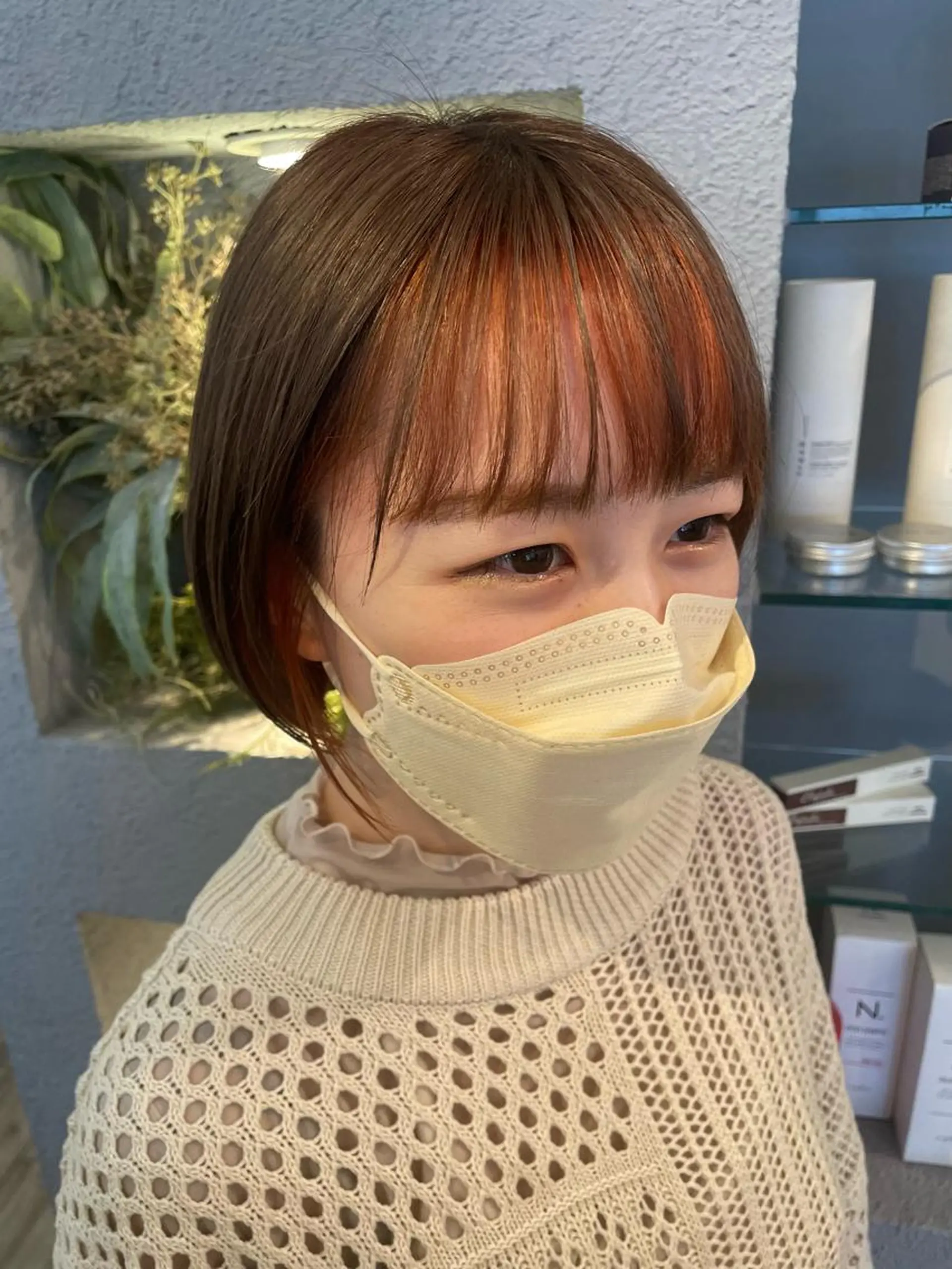 ショート カラー ミストバング ブリーチ  フェイスフレーミング 顔周りカット ブリーチ／ヘアセット 🪞🌙minamiのヘアスタイル