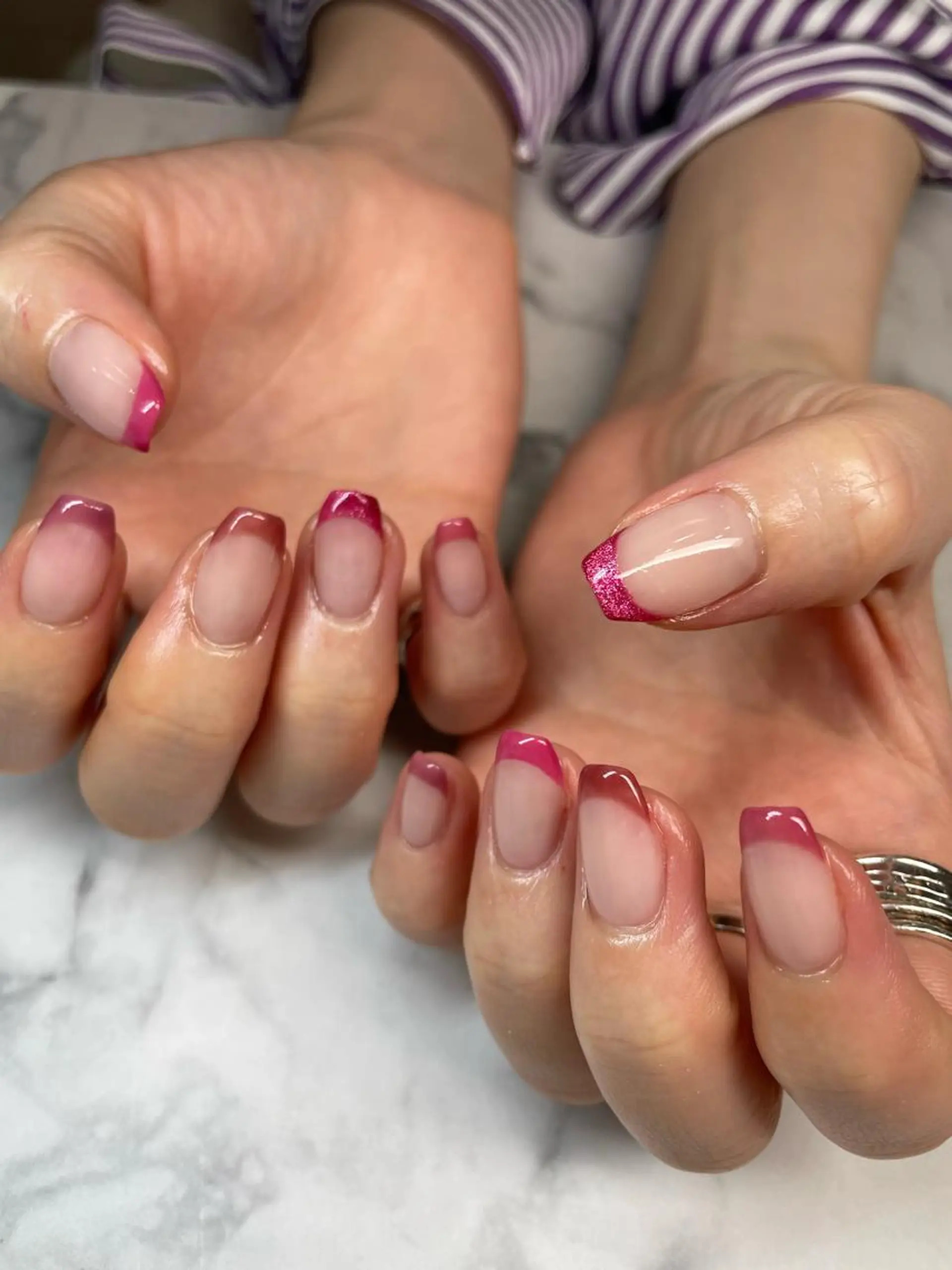 ネイル フレンチネイル ピンク ハンドネイル Beauty Salon GIGI所属・GIGI AYA🦋のネイルデザイン