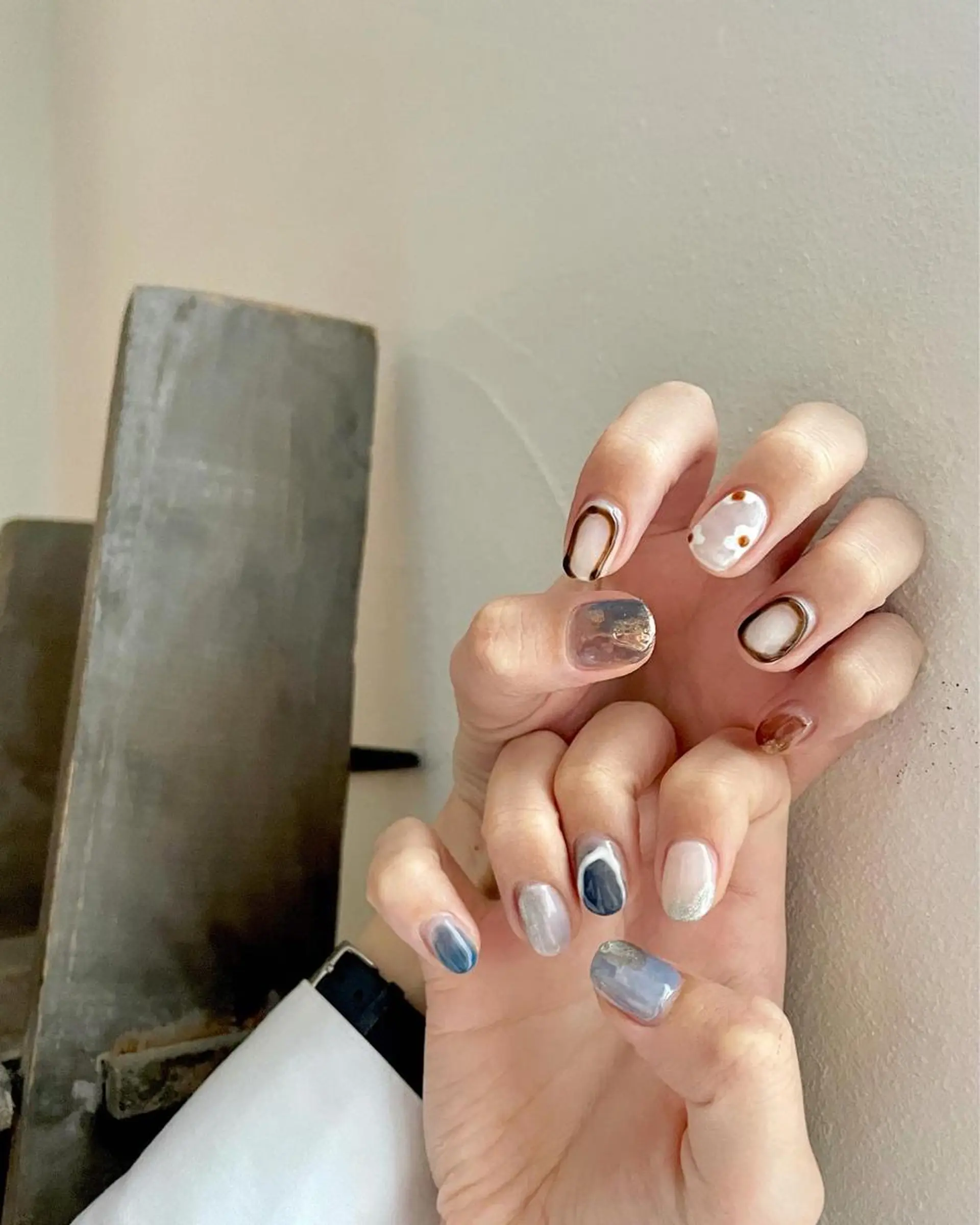 ネイル ブルー フットネイル ジェルネイル 韓国ネイル ネイビー 甲府市徳行 🧸prunelleのネイルデザイン