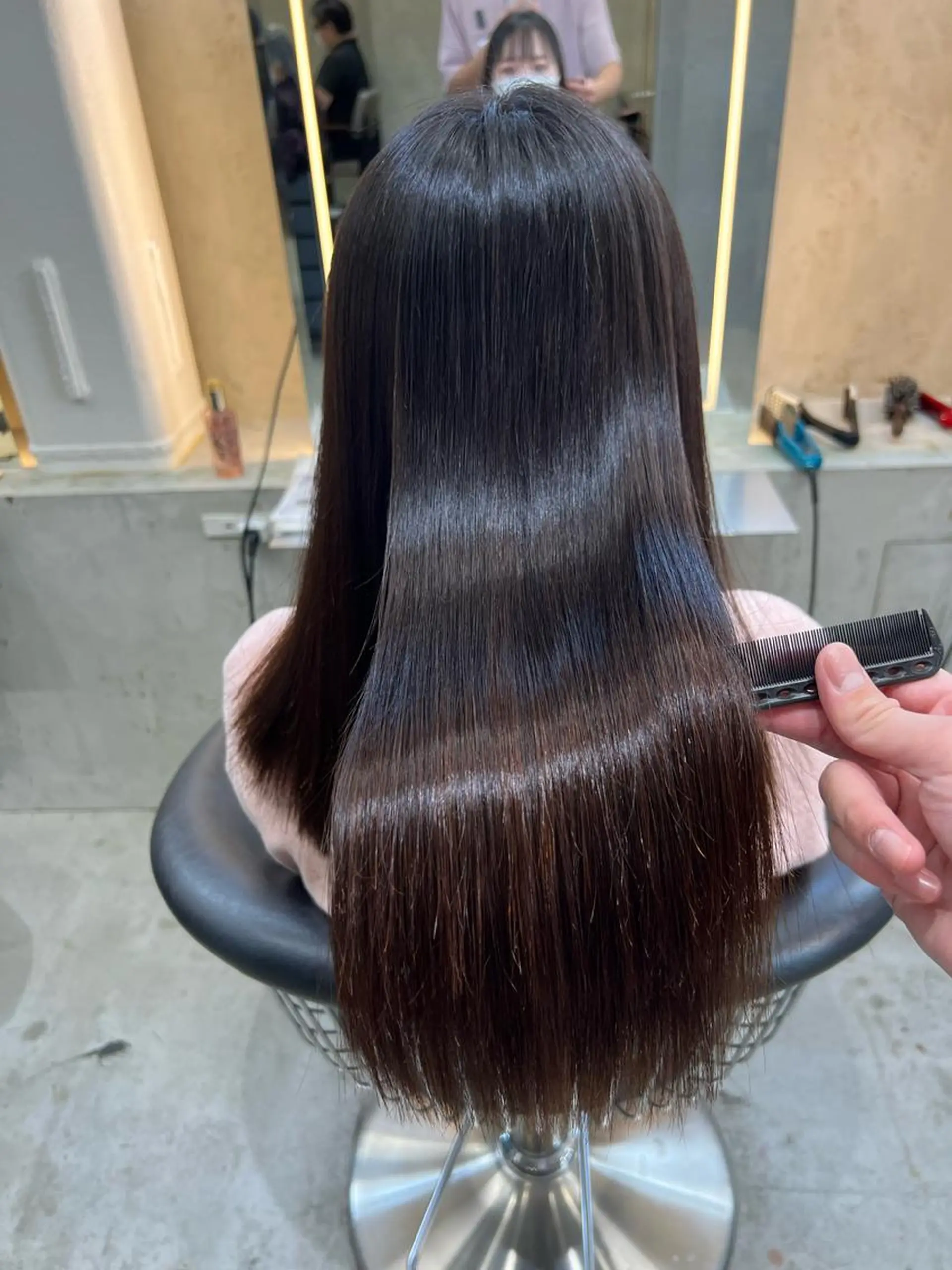 セミロング 縮毛矯正 カット 縮毛矯正 トリートメント ヘアセット 艶透明感カラー/ 髪質改善/三ツ木一生のヘアスタイル