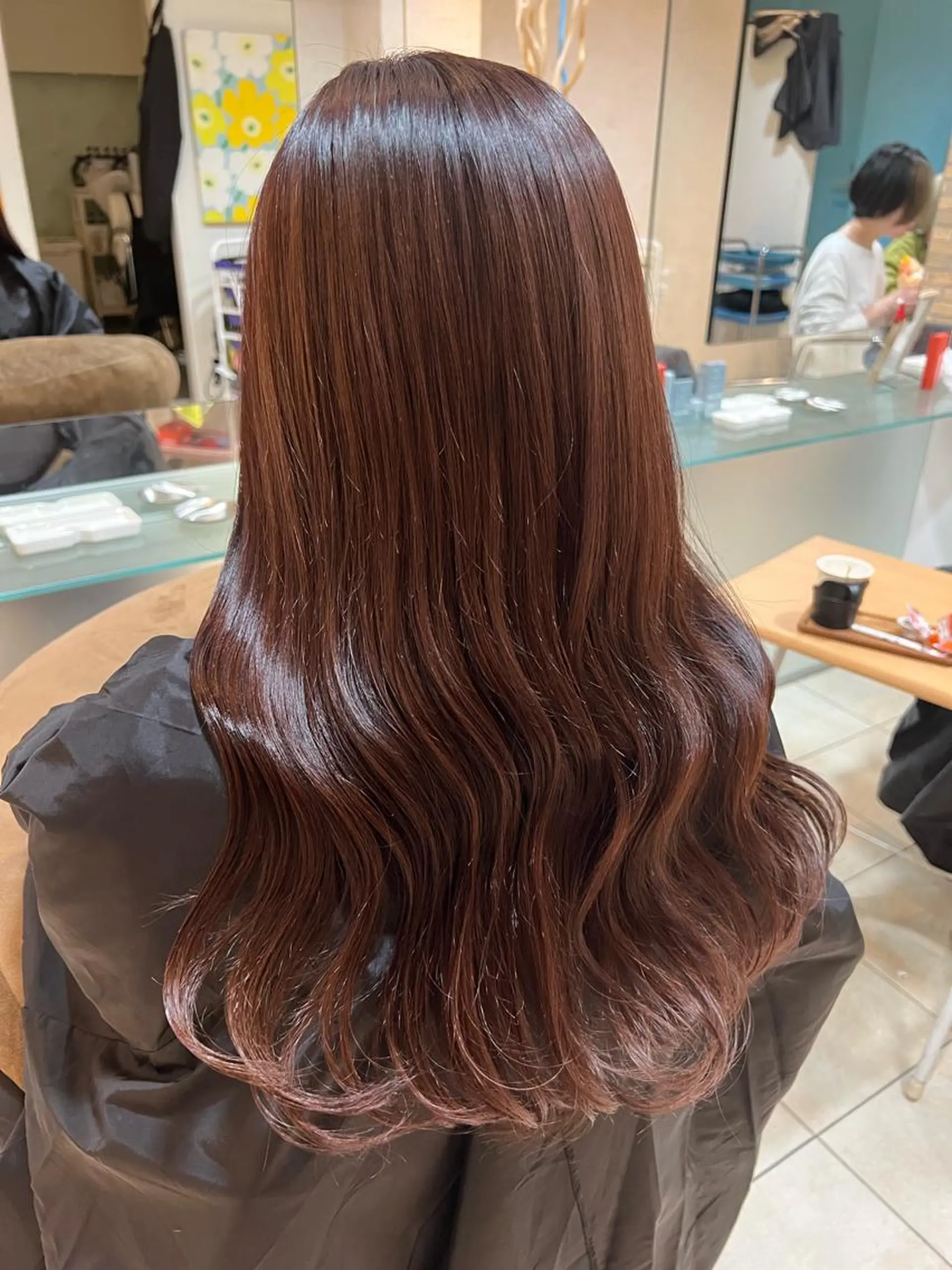 ロング カラー ブラウンカラー ピンクカラー ピンクブラウン カット ヘアカラー トリートメント 竹添 有梨沙のヘアスタイル