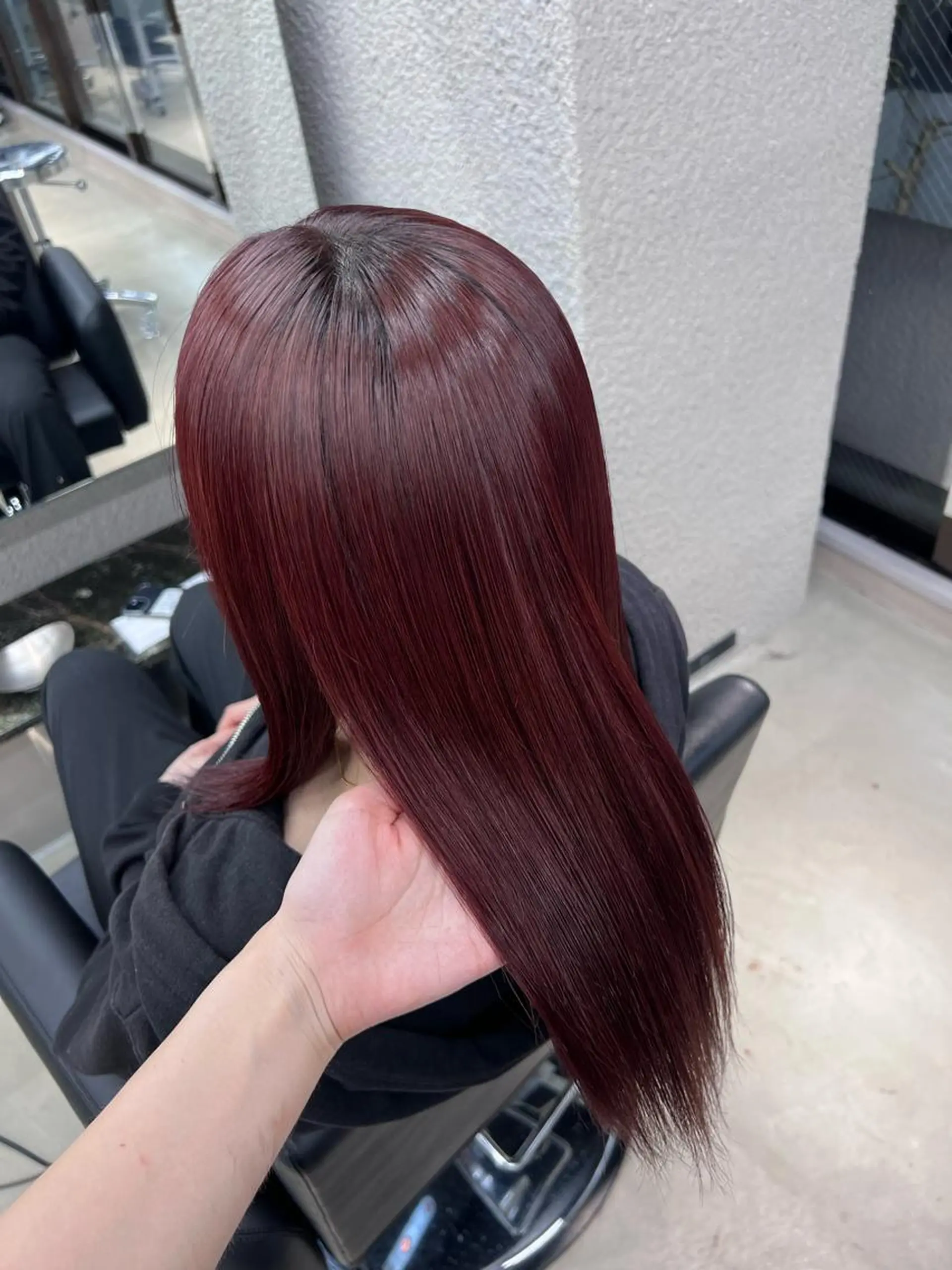 ミディアム カラー レッドカラー 紬/enne/ブリー チ/ハイトーンのヘアスタイル