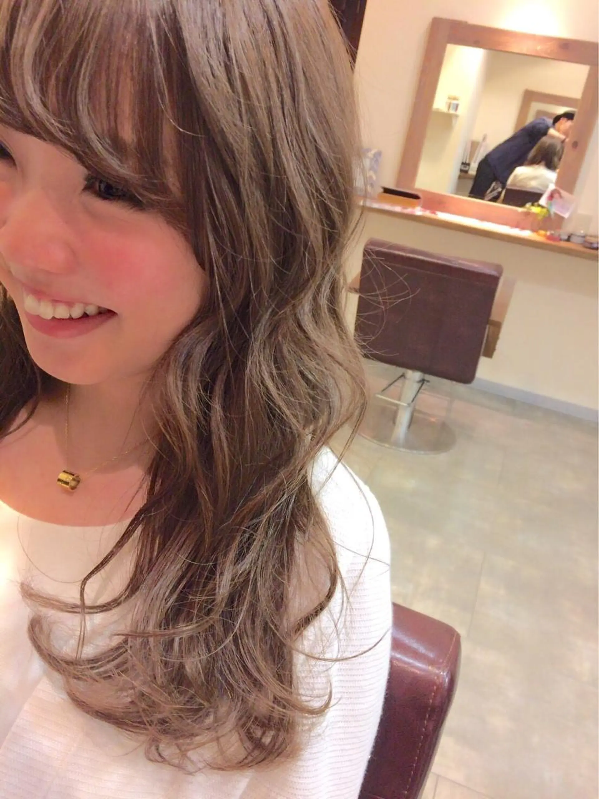 ロング カラー ベージュカラー ピンクカラー ピンクベージュ hair salon Ranun髪質改善のヘアスタイル