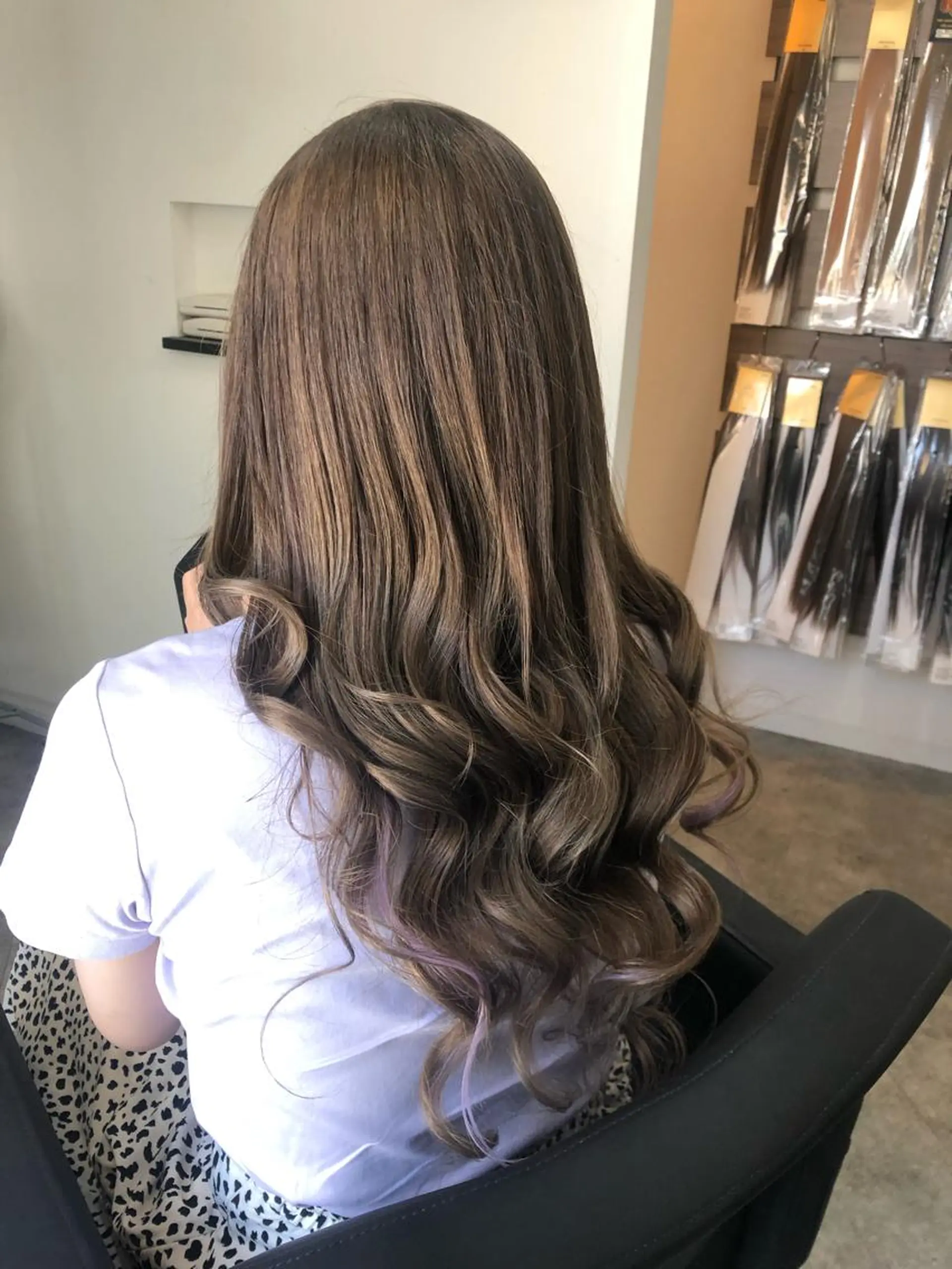 セミロング カラー ヘアアレンジ ベージュカラー alpha. カラーエクステ下妻のヘアスタイル