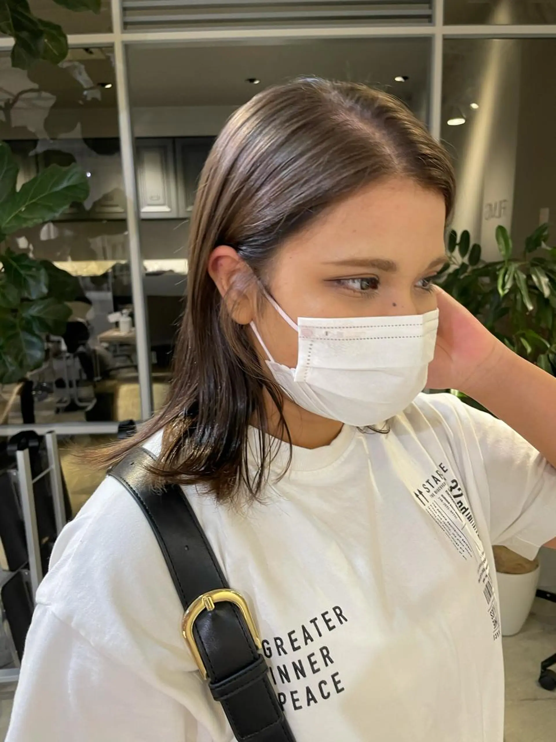 ミディアム カラー ベージュカラー ダブルカラー 斉藤 瑞恵のヘアスタイル