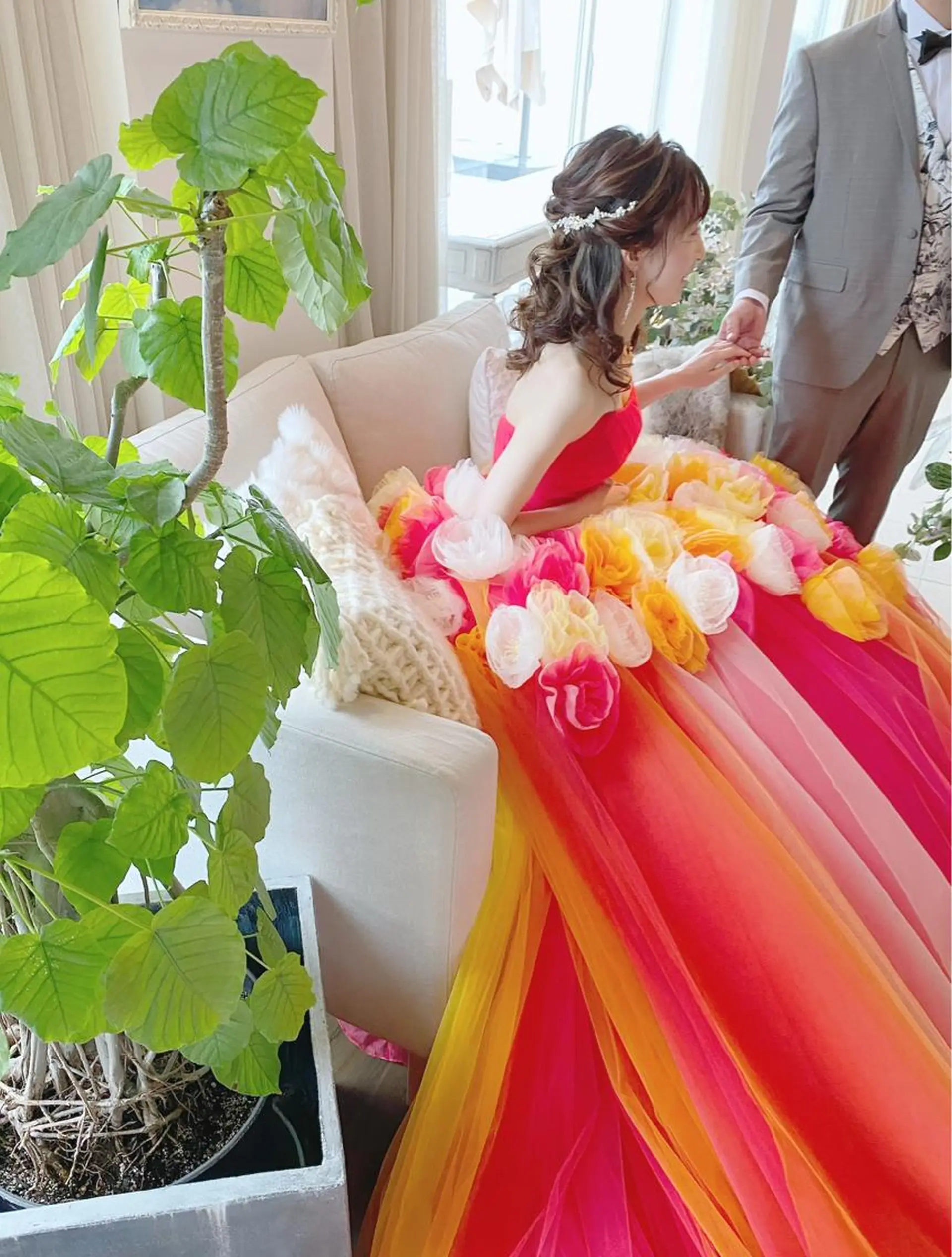 ミディアム ヘアアレンジ ハーフアップ 結婚式・ブライダル ヘアセット GRANLUSSO 〜グランルッソ駅前店所属・木口 嘉美のヘアスタイル