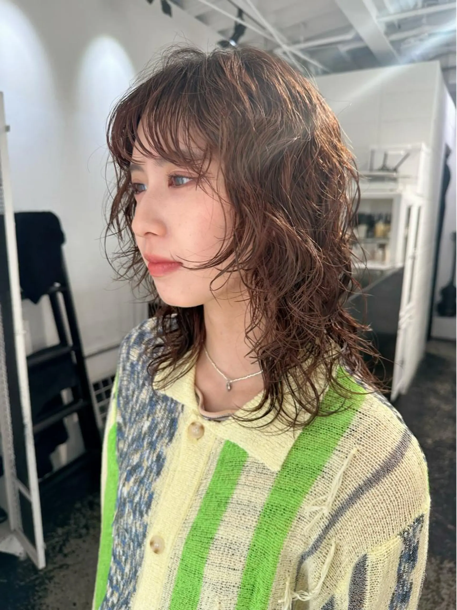 ミディアム パーマ カット ヘアカラー パーマ トリートメント レイヤーカット/艶髪 ✨💭KIRARIのヘアスタイル