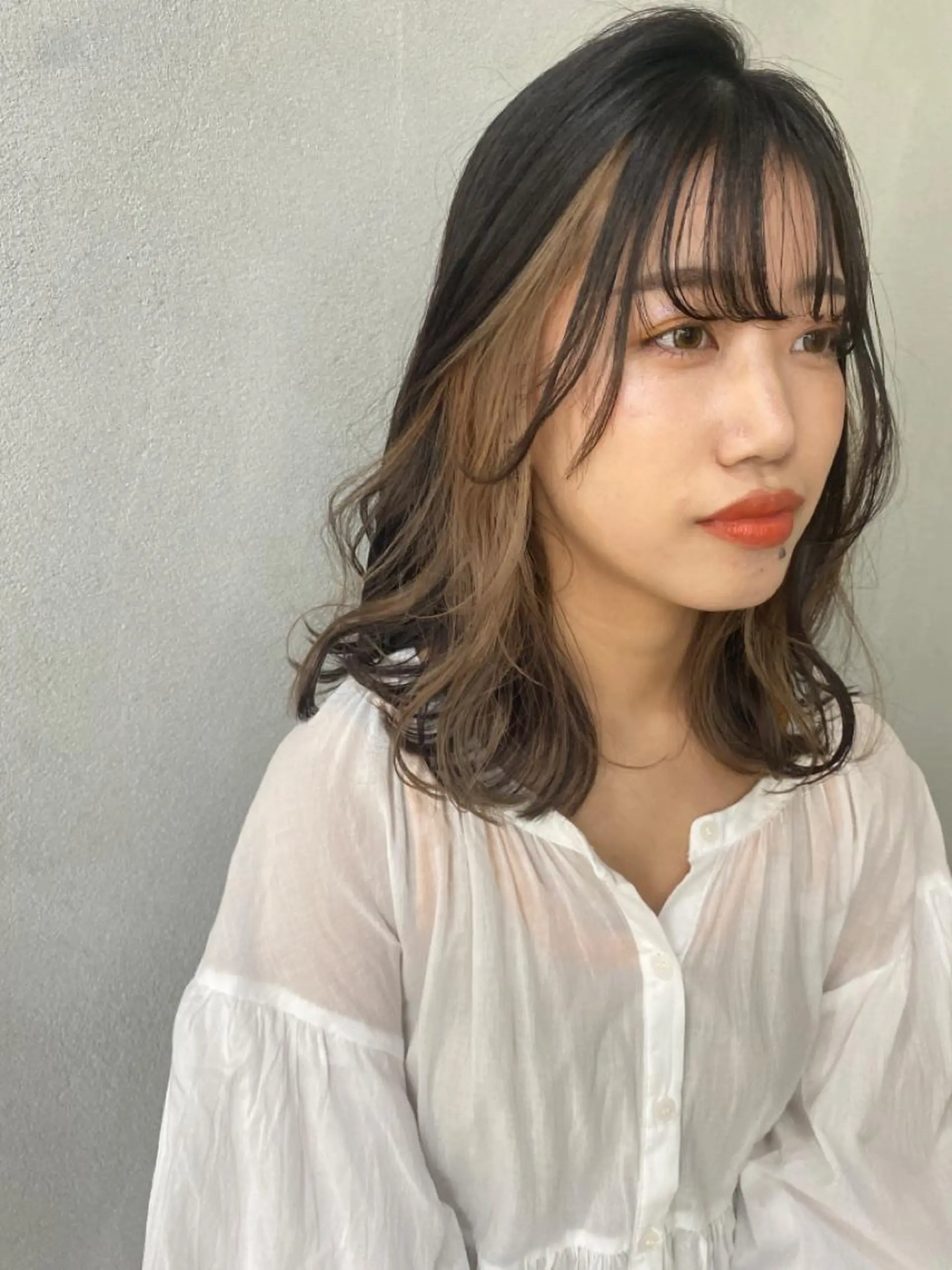 セミロング カラー ベージュカラー 舟橋 りんかのヘアスタイル