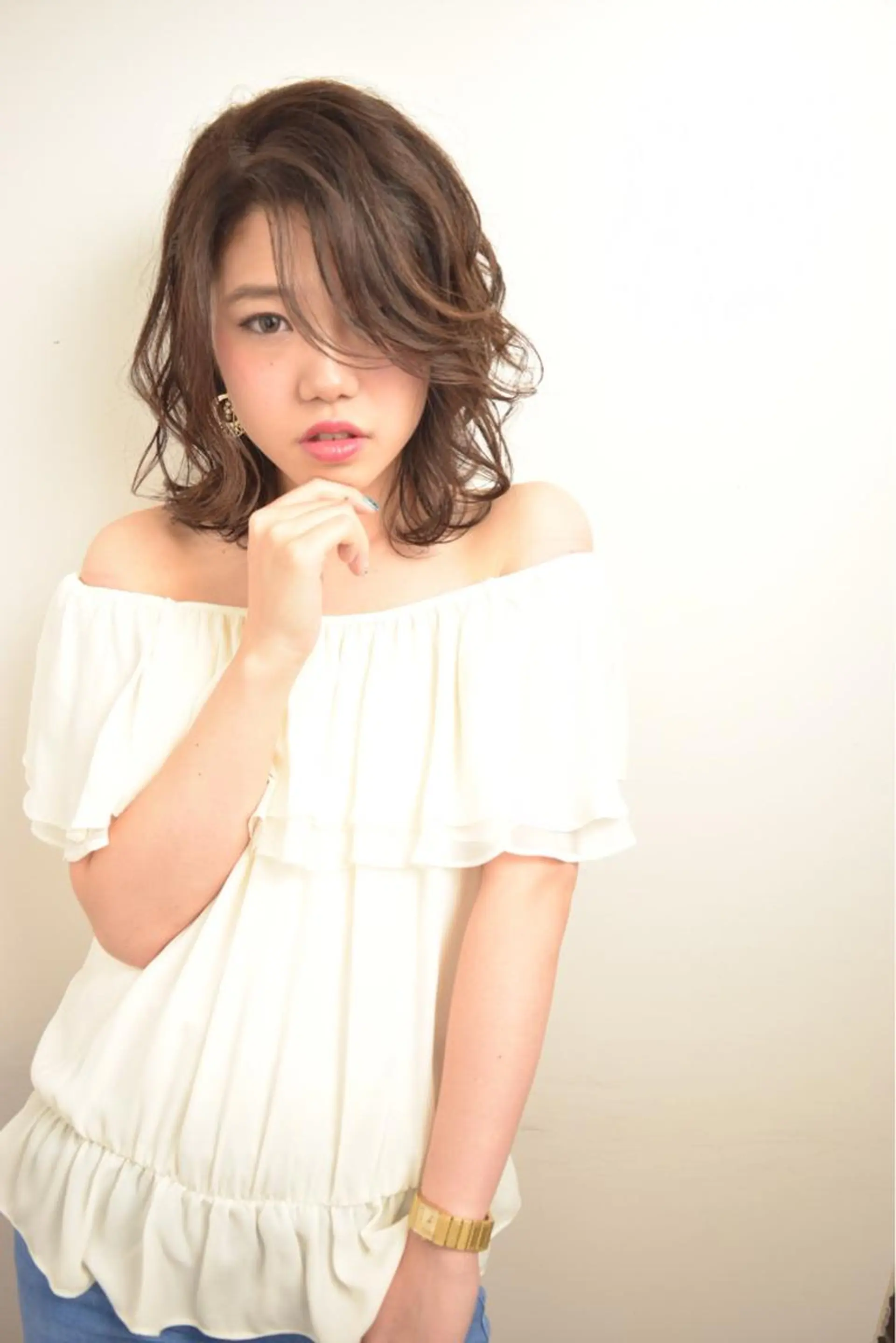 ミディアム セミロング ロング カラー パーマ 高橋 隆一のヘアスタイル