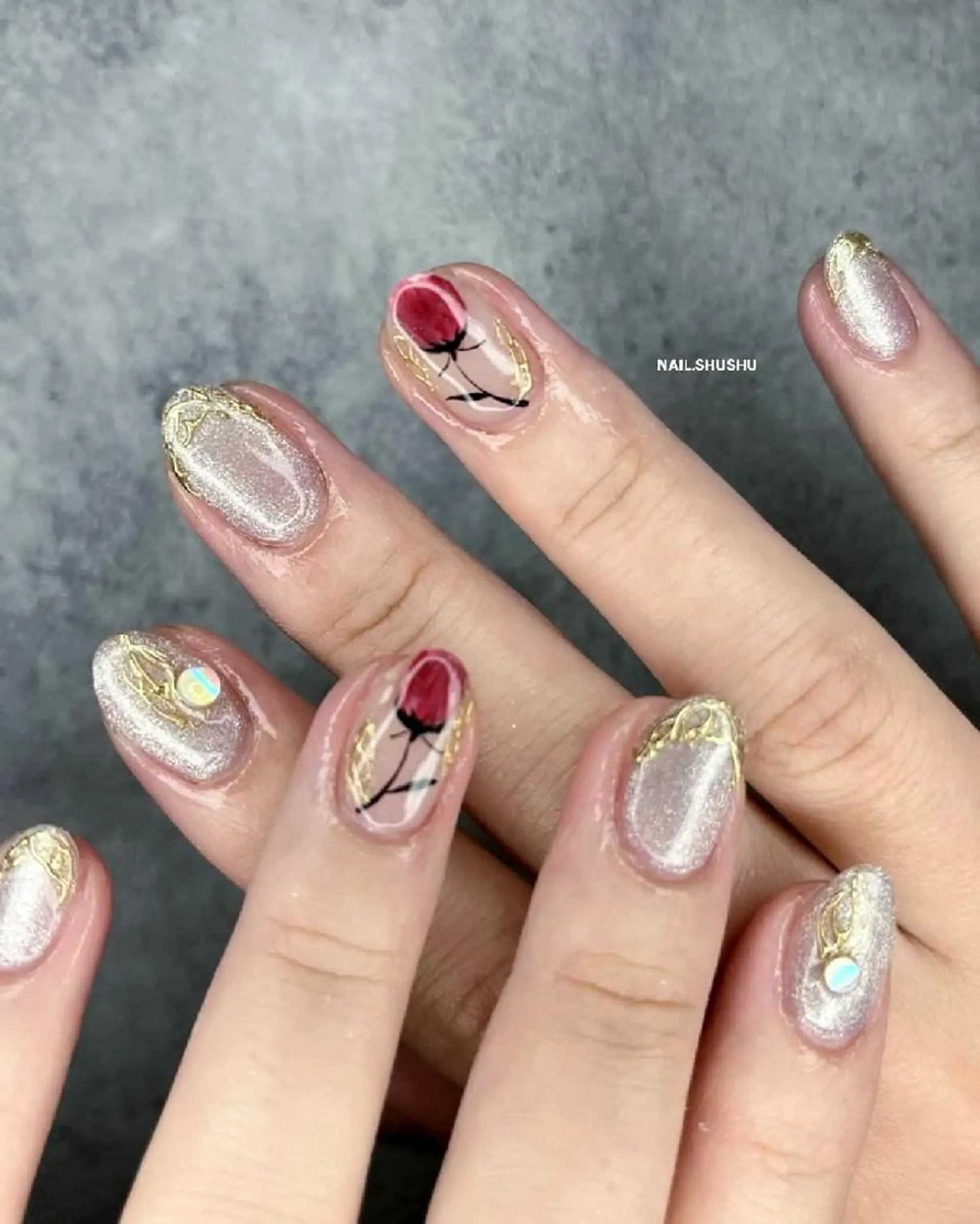 ネイル ニュアンスネイル ワンカラーネイル シンプルネイル 冬ネイル 3dパーツ/流行り 👧shushu❤️のネイルデザイン