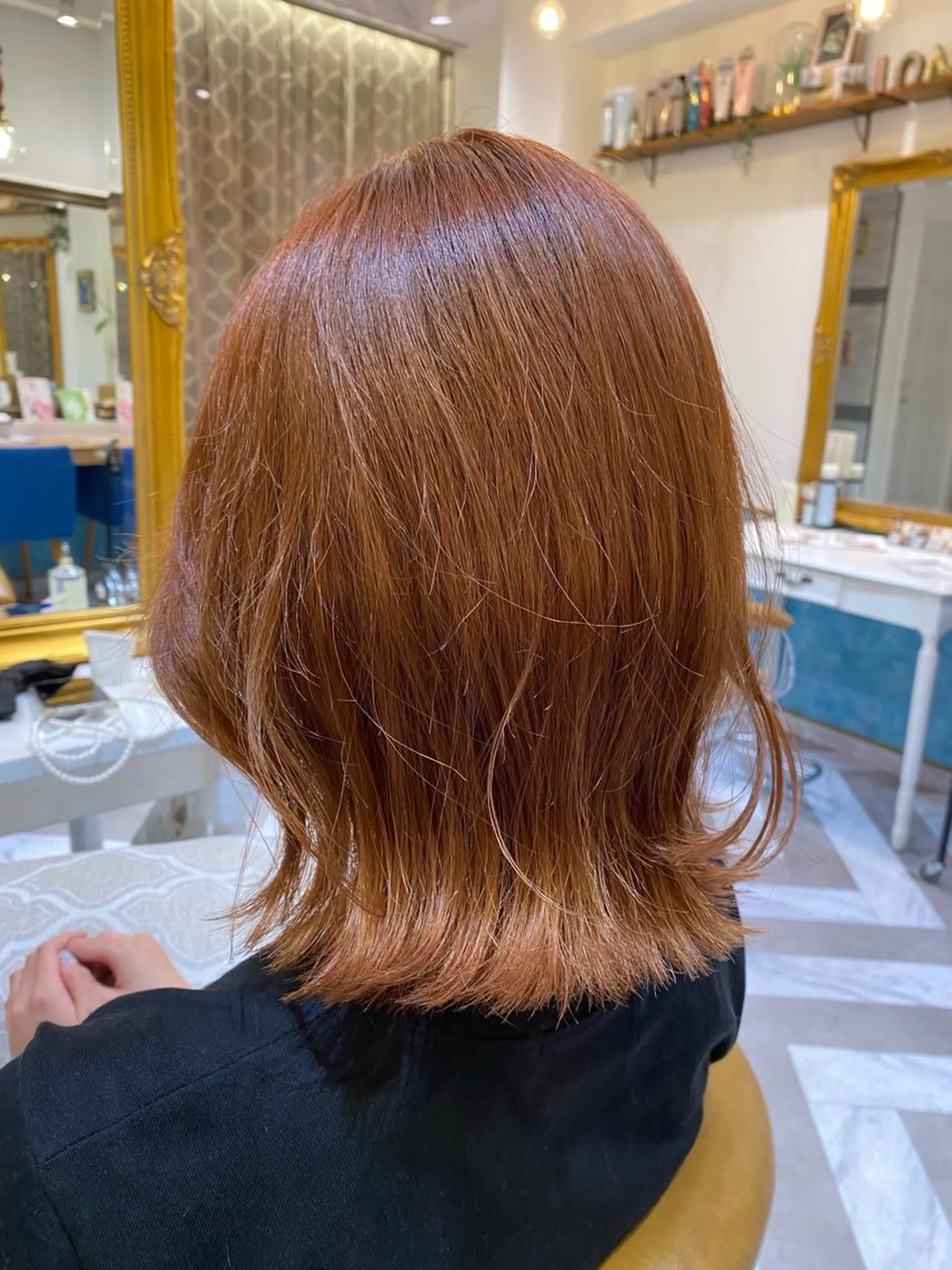 ミディアム カラー オレンジ ヘアカラー トリートメント レイヤーと顔まわり 大好き❣️関口拓馬のヘアスタイル