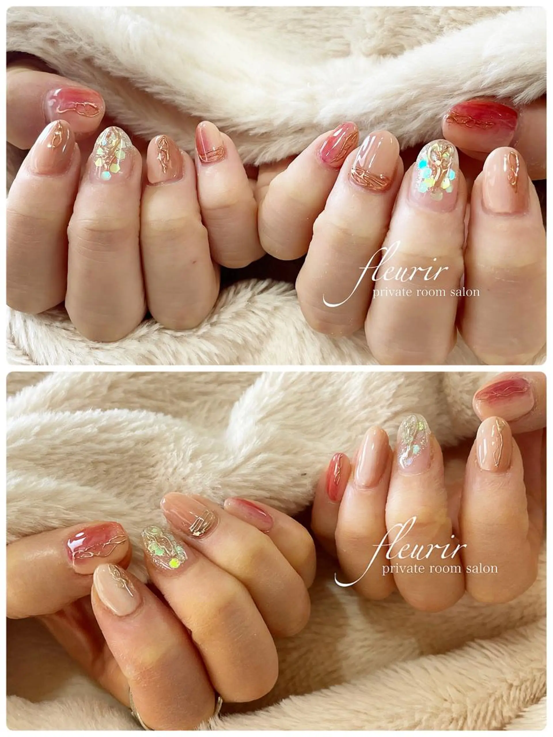 ネイル アートネイル 長さ出し ジェルネイル ゴールド ハードジェル フルリール 【プライベートサロンのネイルデザイン