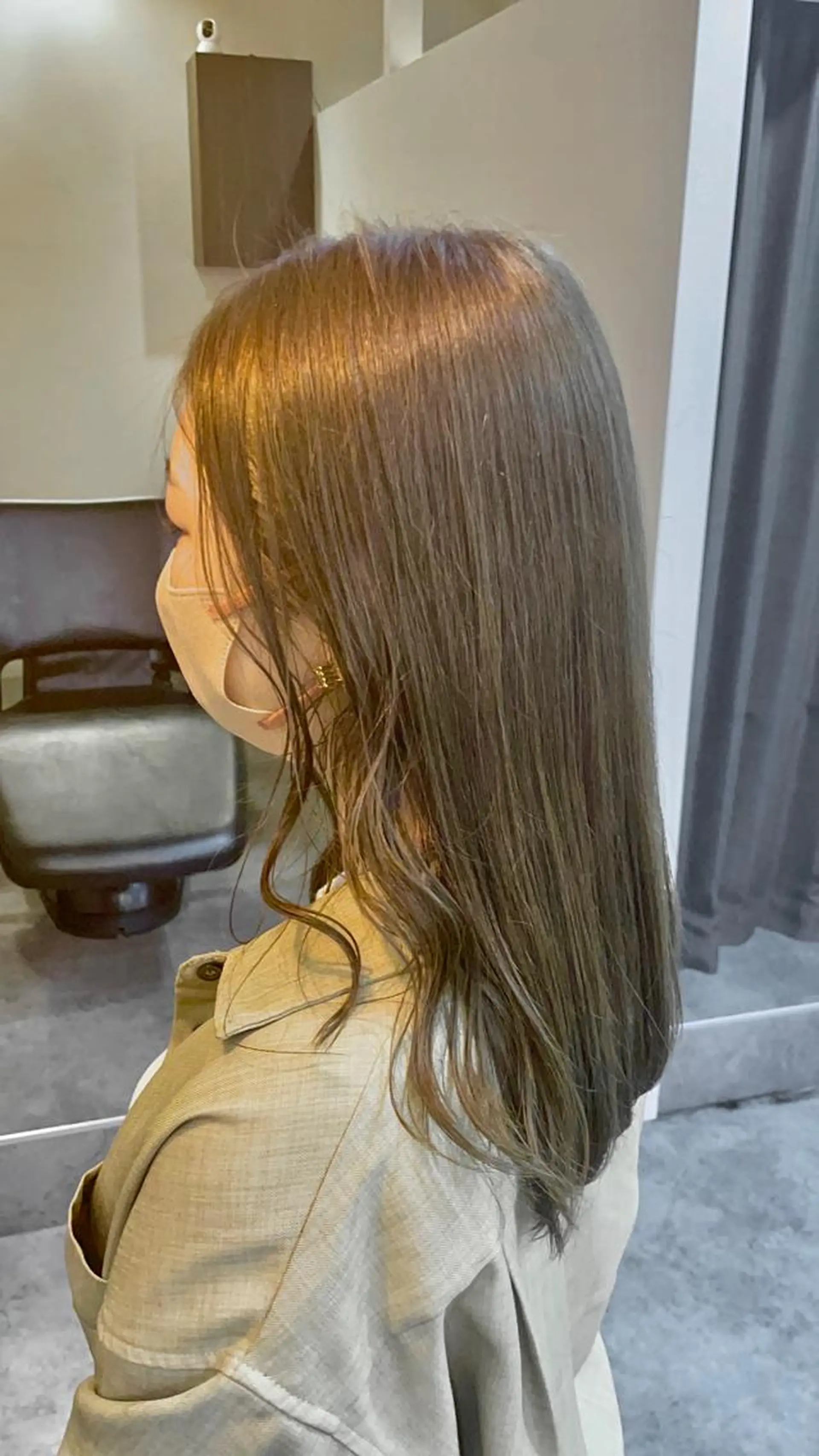 ロング カラー グレージュ オリーブグレージュ オリーブグレー ボブ/髪質改善/ soiナカジママドリのヘアスタイル