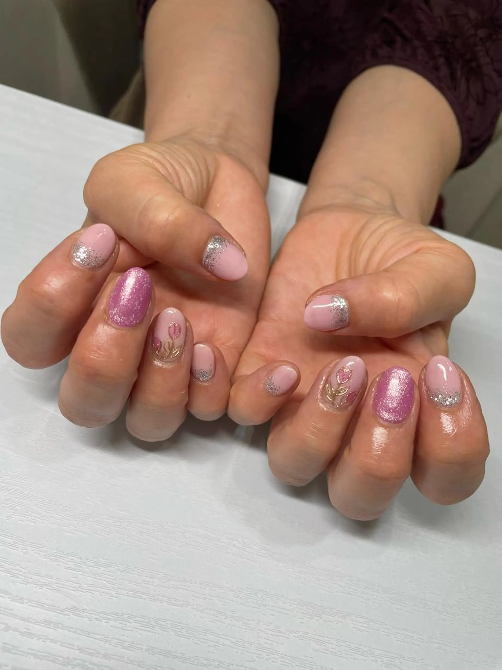 ネイル アートネイル ラメ(グリッター) ラメグラデーション 持ち込み ハンドネイル ｎｙａｓｕ ｎａｉｌのネイルデザイン