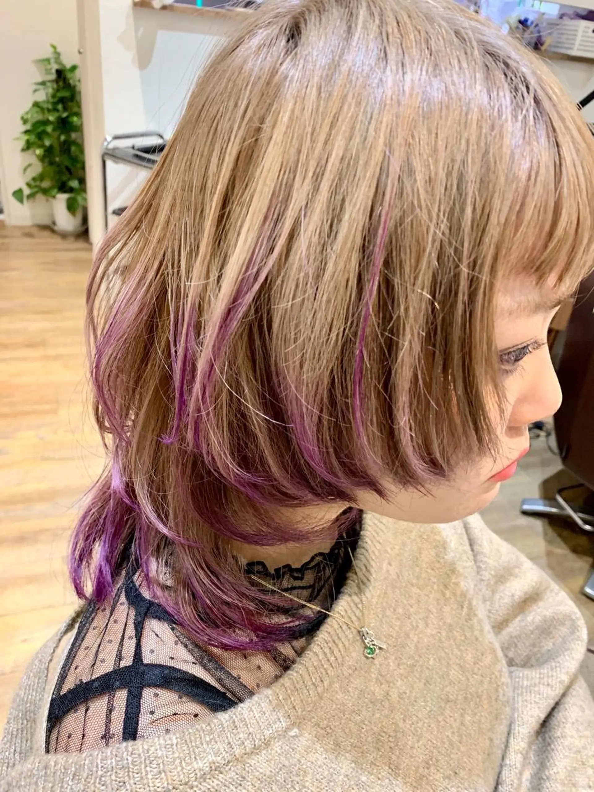 ミディアム カラー バイオレットカラー ショート×カラー 🦊堀米早紀【荻窪】のヘアスタイル