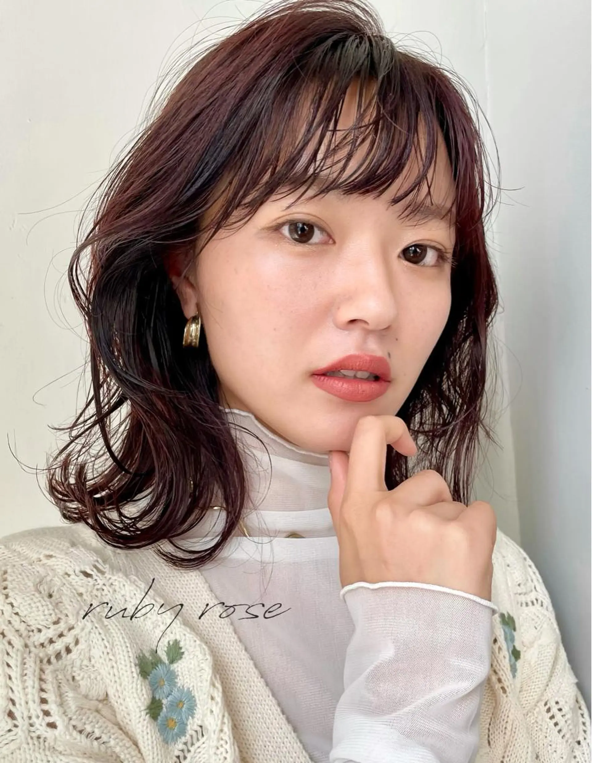 ミディアム カラー 元町神戸 國井椋介のヘアスタイル