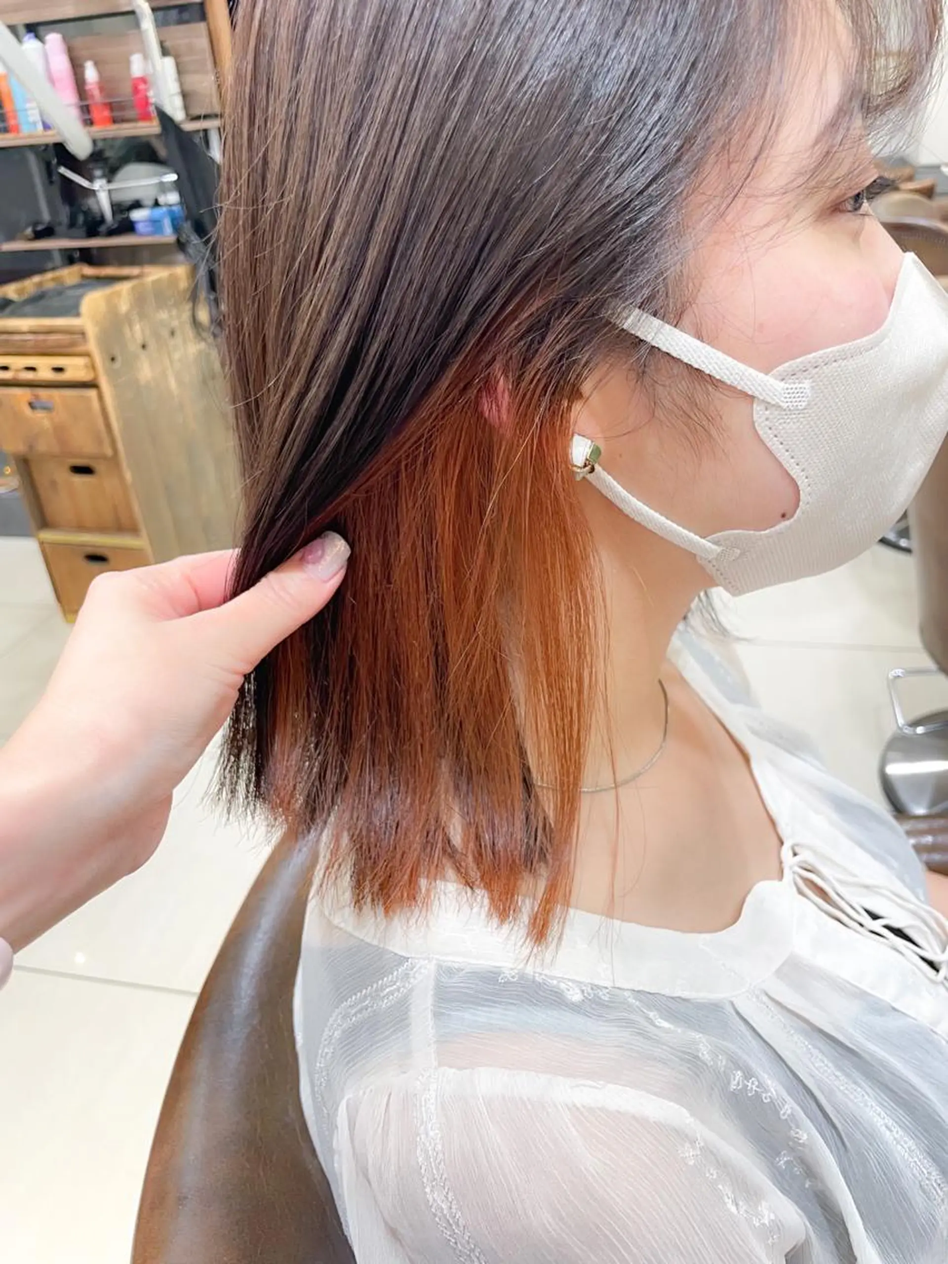 ミディアム カラー 切りっぱなしボブ ブラウンカラー オレンジ オレンジブラウン ボブ カット ヘアカラー トリートメント ✨カラー支持No.1 🧸ワキ カナコ🧸のヘアスタイル